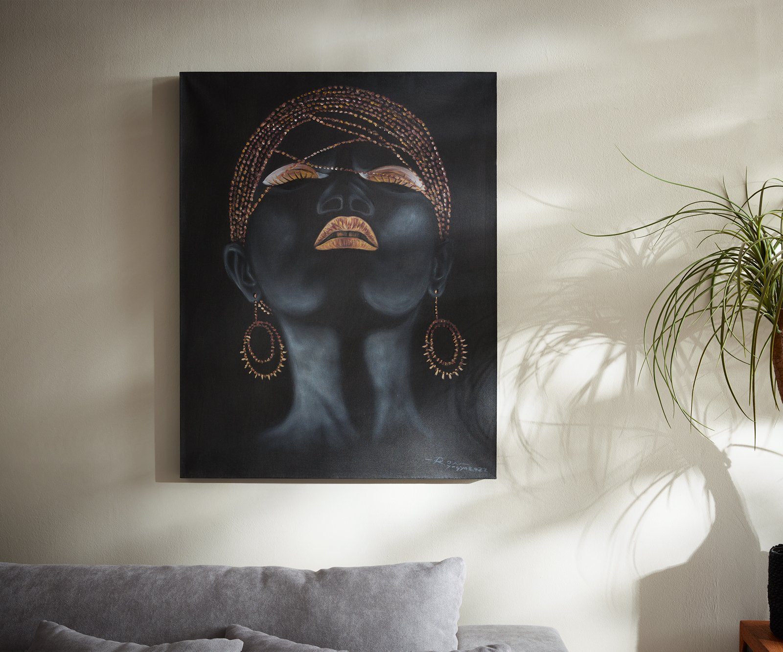 DELIFE Dekoobjekt Nafi, Mehrfarbig 70x90 cm Acryl auf Leinwand Gemälde