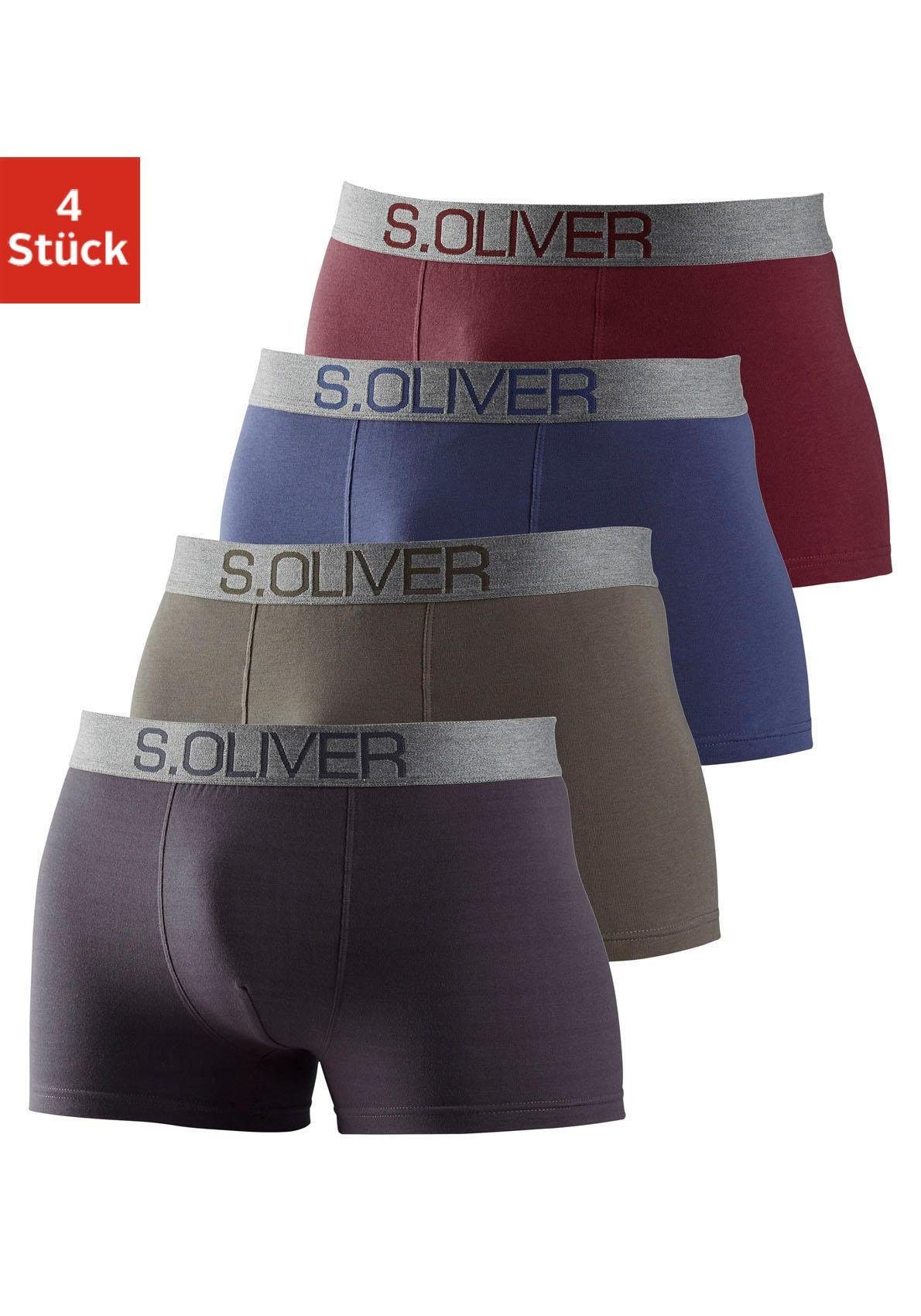 s.Oliver Boxer Boxershorts für Herren (Packung, 4-St) mit kontrastfarbenem Webbund