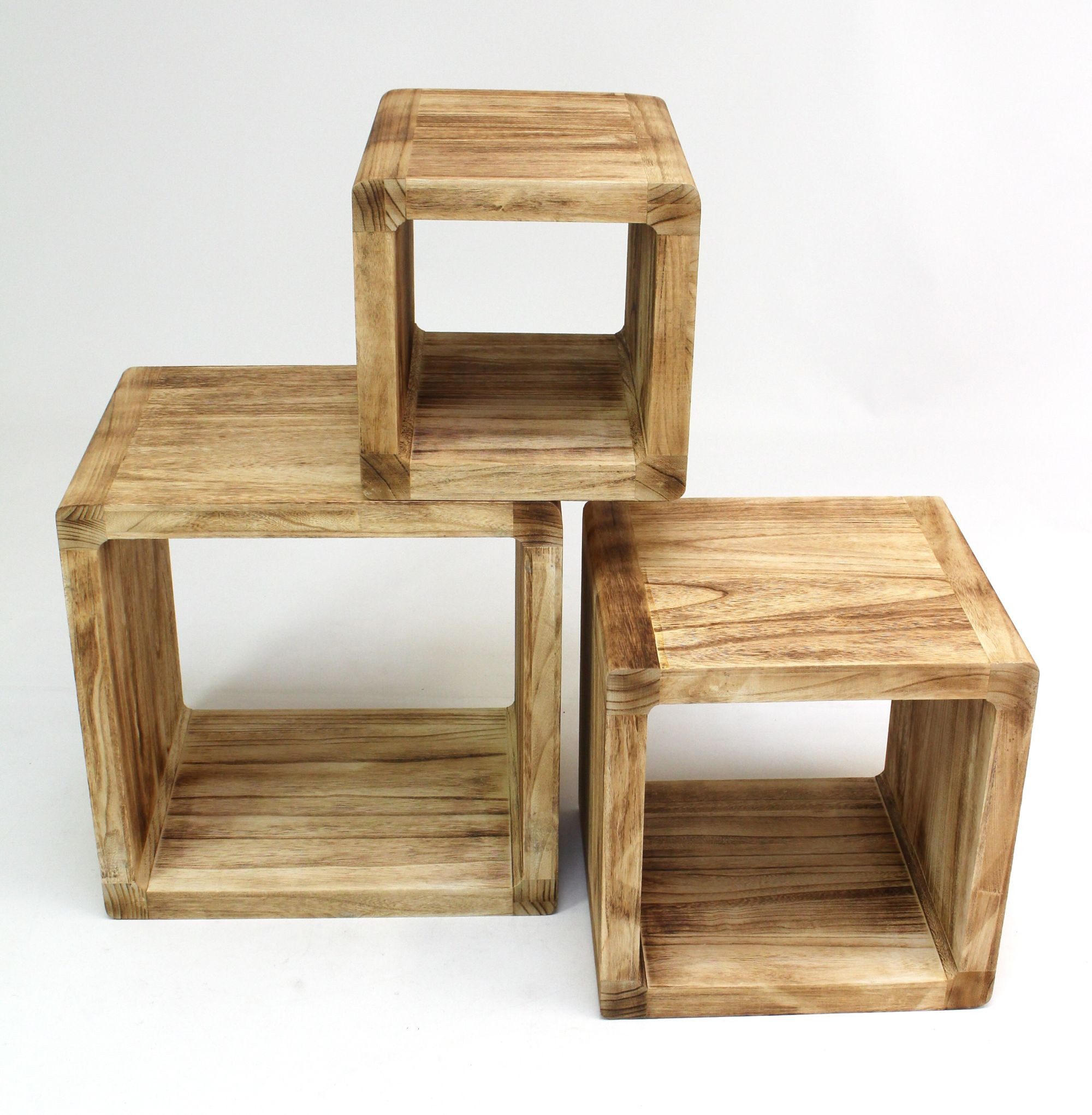 Frank Flechtwaren Regal, Regal-Cubes Geflammt 3er Set