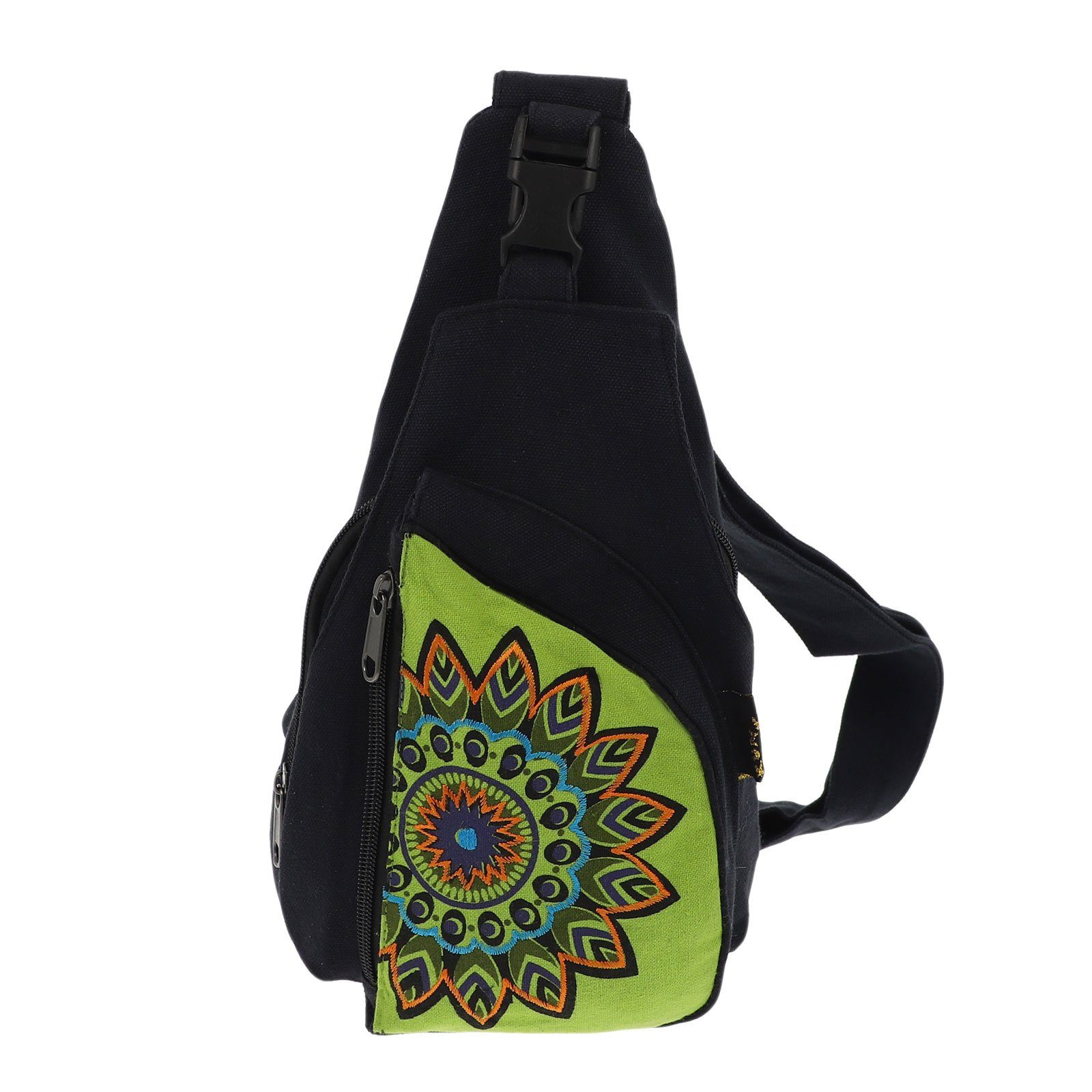 Hippie Schultertasche UND Brutsttasche S MAGIE Mandala Schultertasche / Rucksack Lemon Bodybag Schwarz Slingbag KUNST