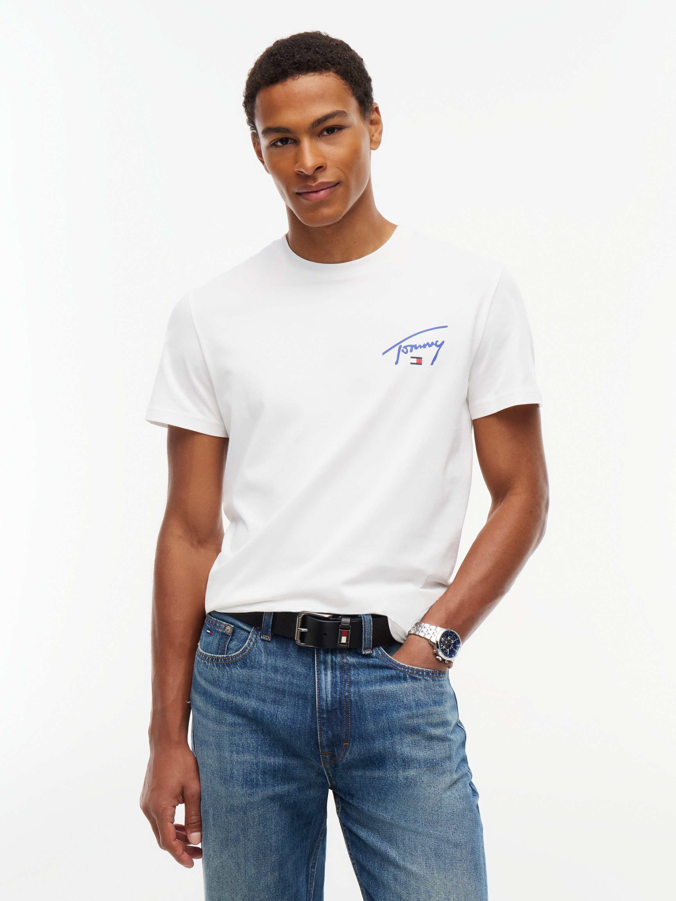 Tommy Jeans T-Shirt SLIM SIGNATURE CHEST TEE Slim fit mit Rundhalsausschnitt