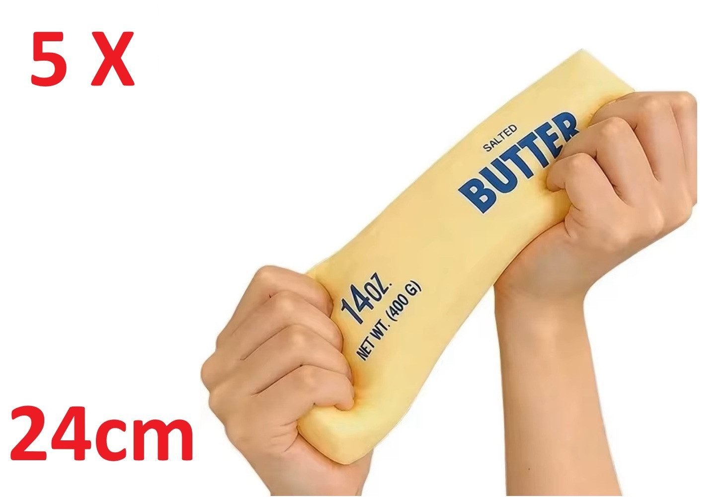 OLi Therapieknete Therapieknete Squishy Butter Weiche dehnbare Knetmasse (400G) (weicher Slow Rising Squishy im lustigen Butter-Design, L-24,5cm / B-5,5cm), Anti-Stress, Spielspaß für Kinder & Erwachsene