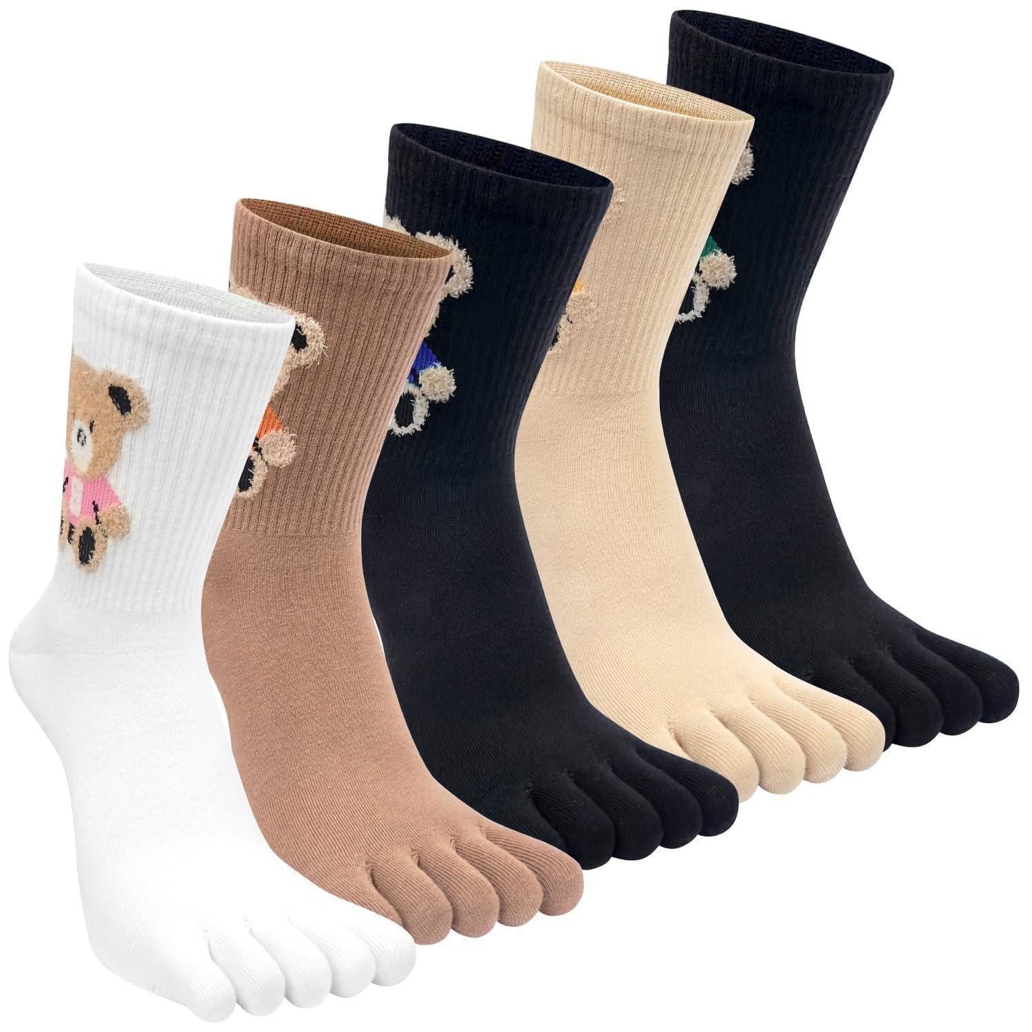 LuxusKollektion Zehensocken Damen Zehensocken Baumwolle Tier Cartoon 5-Finger Socken
