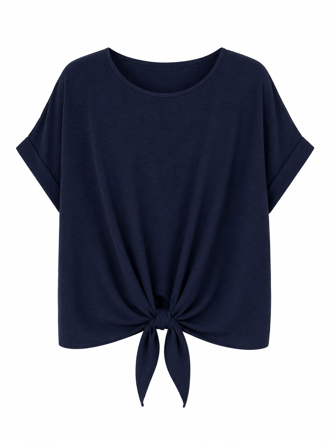 ITALY VIBES Kurzarmbluse - sommerliche Bluse - Blusenshirt Damen mit Knotendetail ONE SIZE / passend für Größe S - L