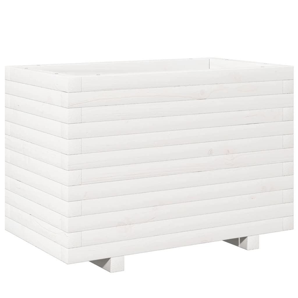 furnicato Hochbeet Pflanzkübel aus Massivholz, Weiß, 70 x 40 x 49,5 cm