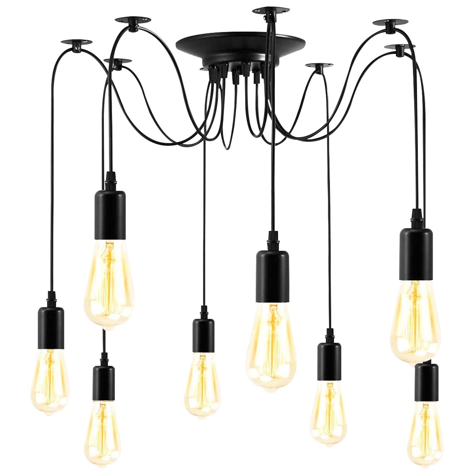 Pendelleuchte Küche, LED Lampe Salon, für Studie, Sunicol Esszimmer, Vintage Schwarz Pendelleuchte, DIY Schlafzimmer Hängend, Industrie Höhenverstellbar,