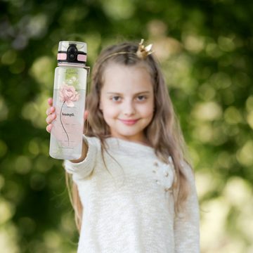 bumpli® Trinkflasche Kinder Trinkflasche 500ml, Wasserflasche, Sportflasche, BPA-frei, auslaufsicher, spülmaschinenfest, Trageschlaufe, Fruchtsieb