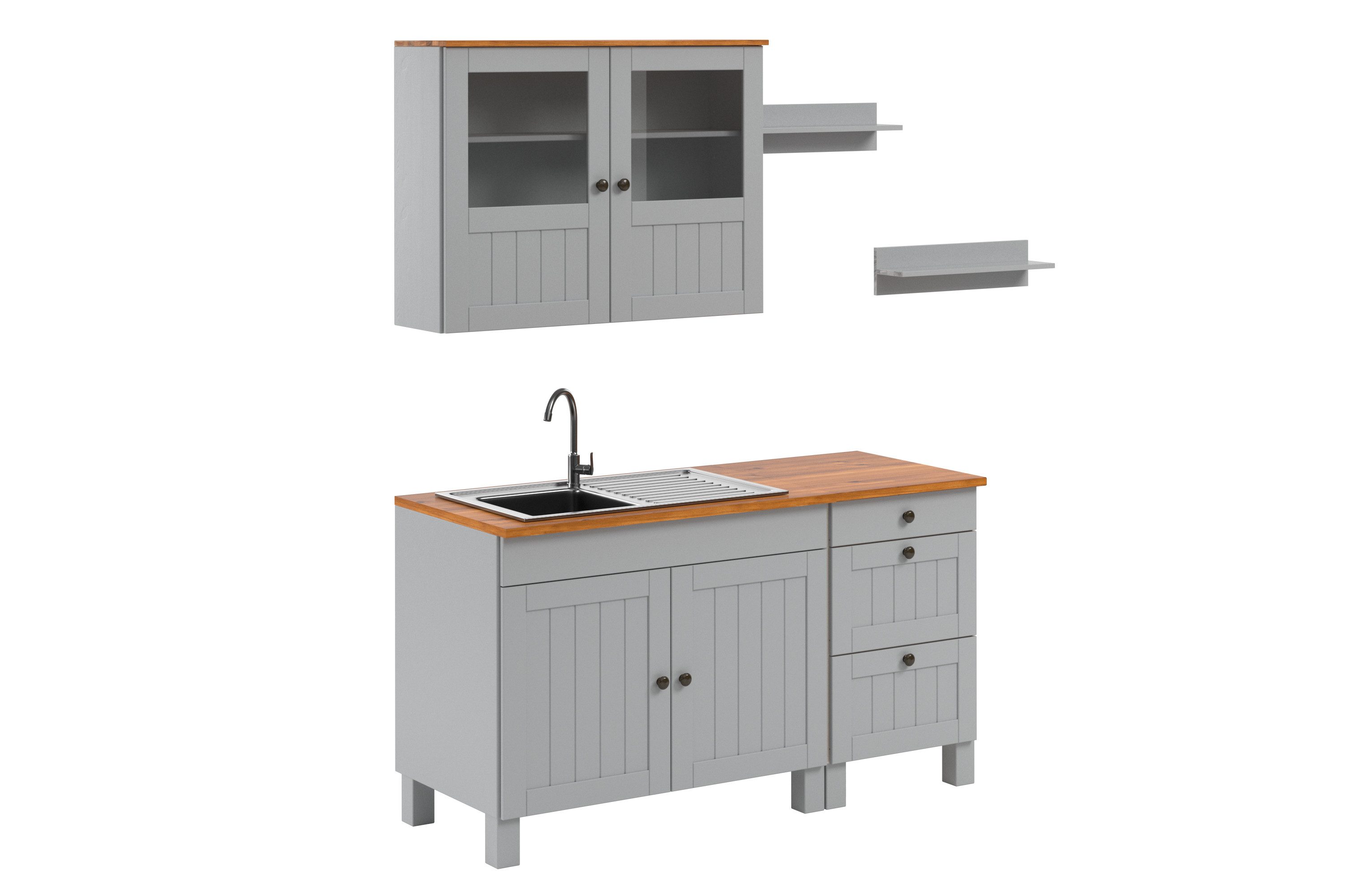 Home affaire Pantryküche Alby2, (Set), Breite 150 cm, Kiefer massiv, ohne E günstig online kaufen