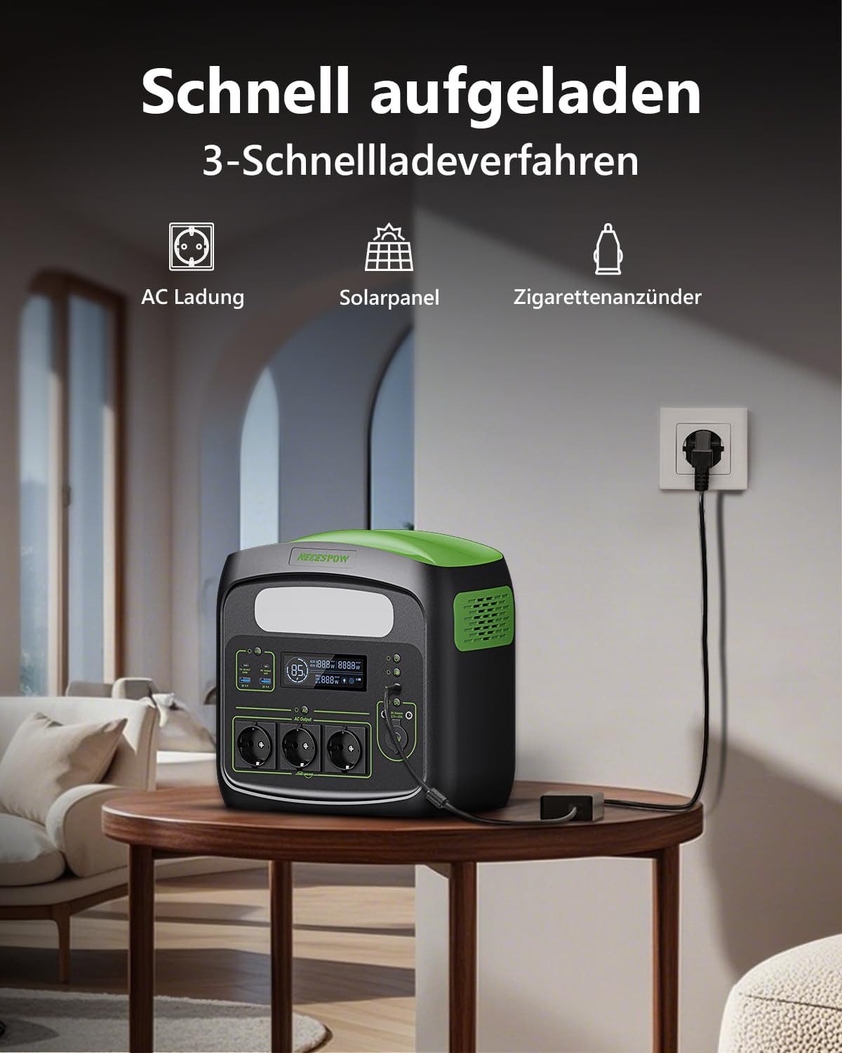 Rolipo Stromerzeuger Tragbare Powerstation, 483Wh Solargenerator 700W(1400W Spitze), 0,7 in kW, USV-Funktion Mobiler Stromspeicher für Camping, Wohnmobil & Reise