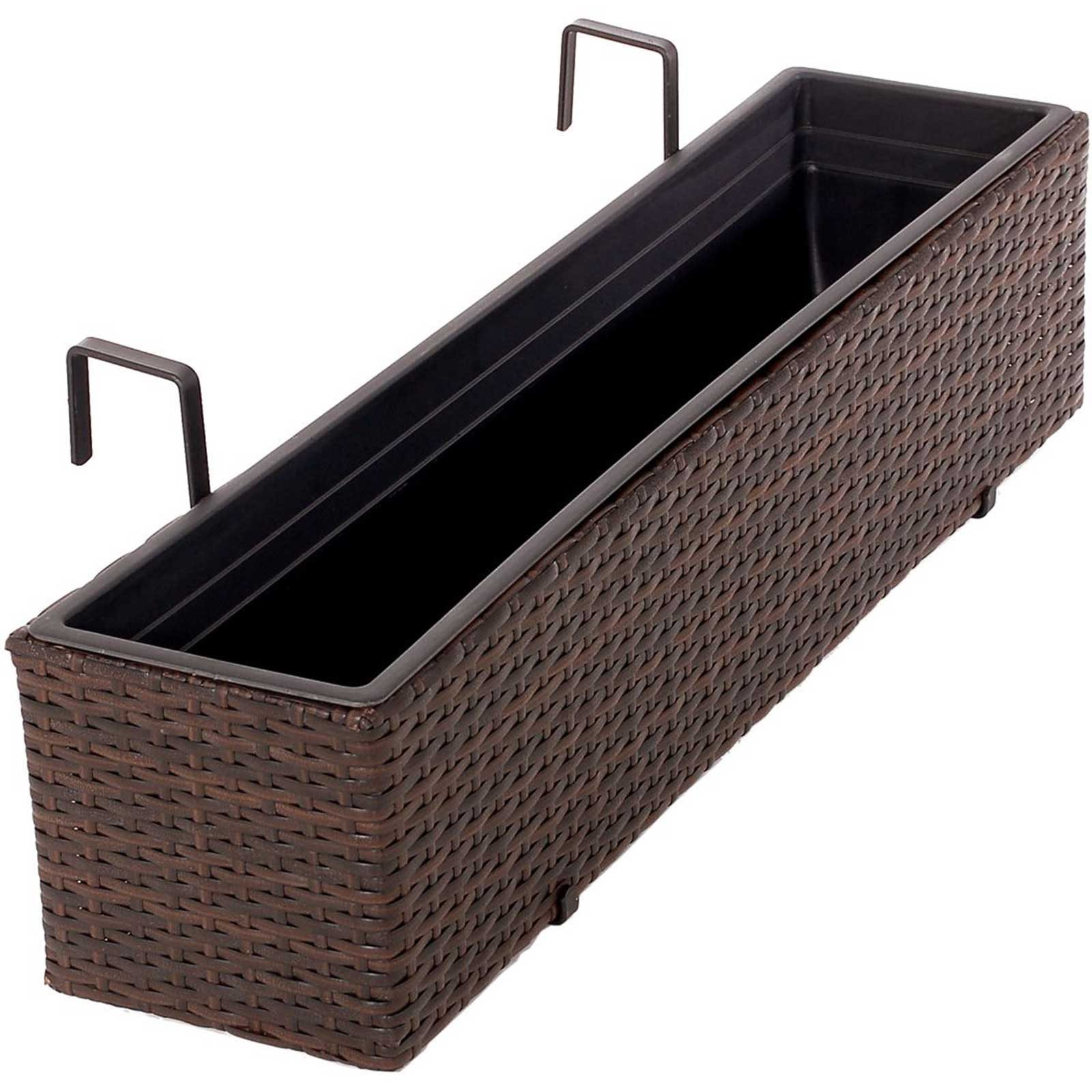 VIVANNO Balkonkasten Polyrattan BALKONI Kasten - Braun Geflochten (1 St), 80x19x20 cm