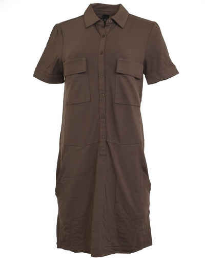 YESET Jerseykleid Jerseykleid Kleid kurzarm Taschen Knopfverschluss taupe Gr. 38 029204