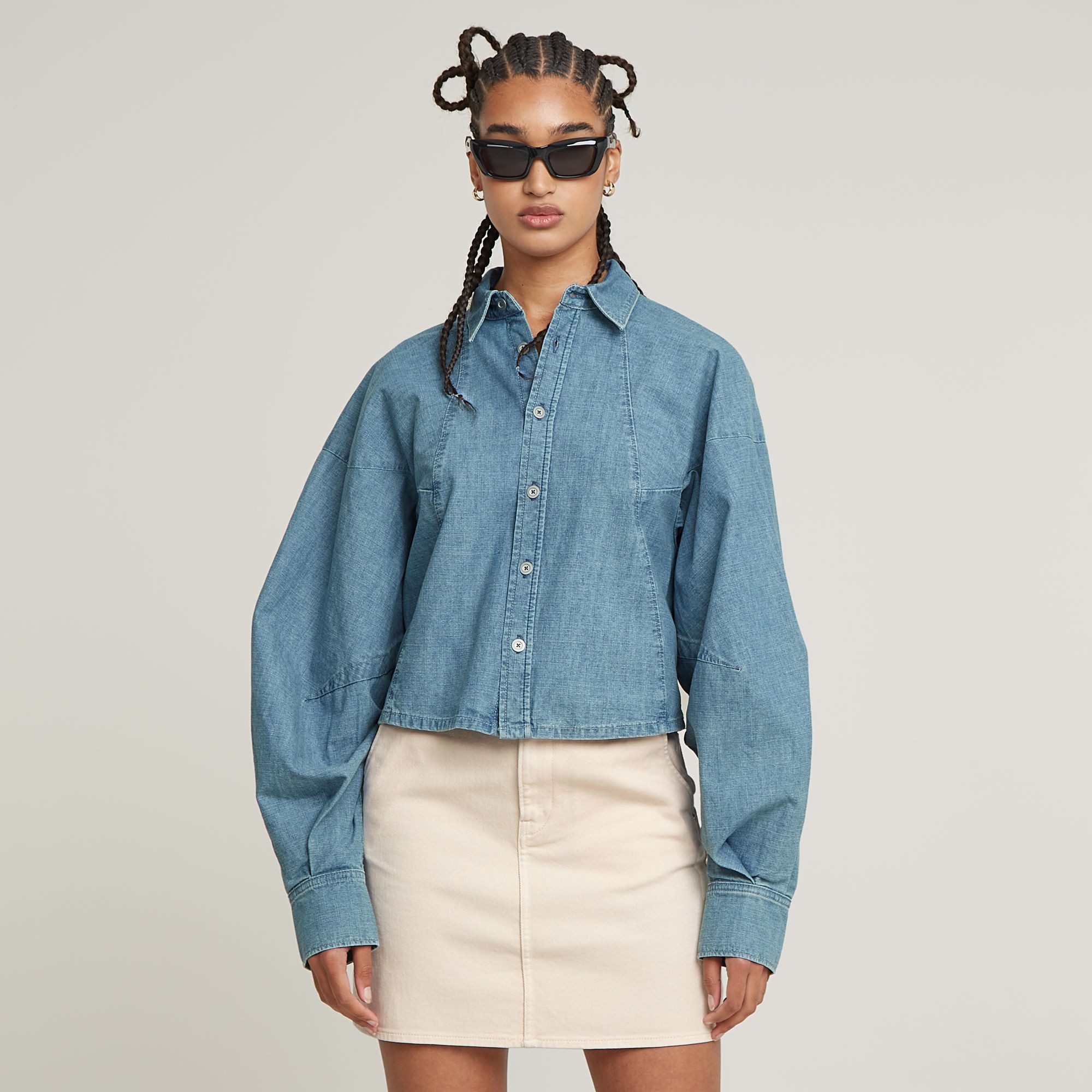 Langarmbluse Balloon Jeansbluse Macro - Oversized
