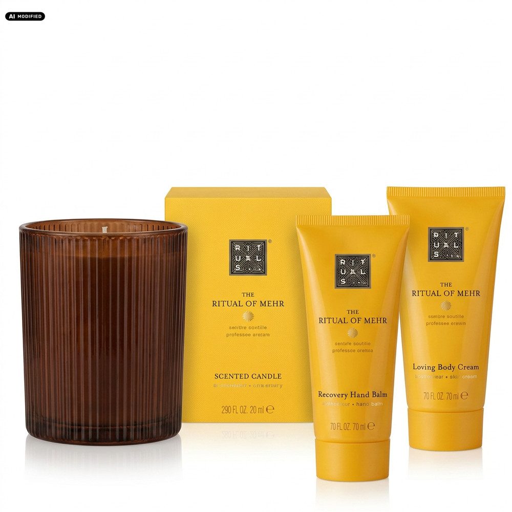 Rituals Duftkerze Rituals The Ritual of Mehr Pflege und Home Duft Set., Kombiniertes Pflege und Duft Set für Hände, Körper und Zuhause