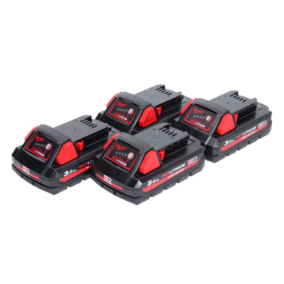 Milwaukee M18 HB3 High Output 4x 18 V 3,0 Ah / 3000 mAh Li-Ion Akku Akkupacks