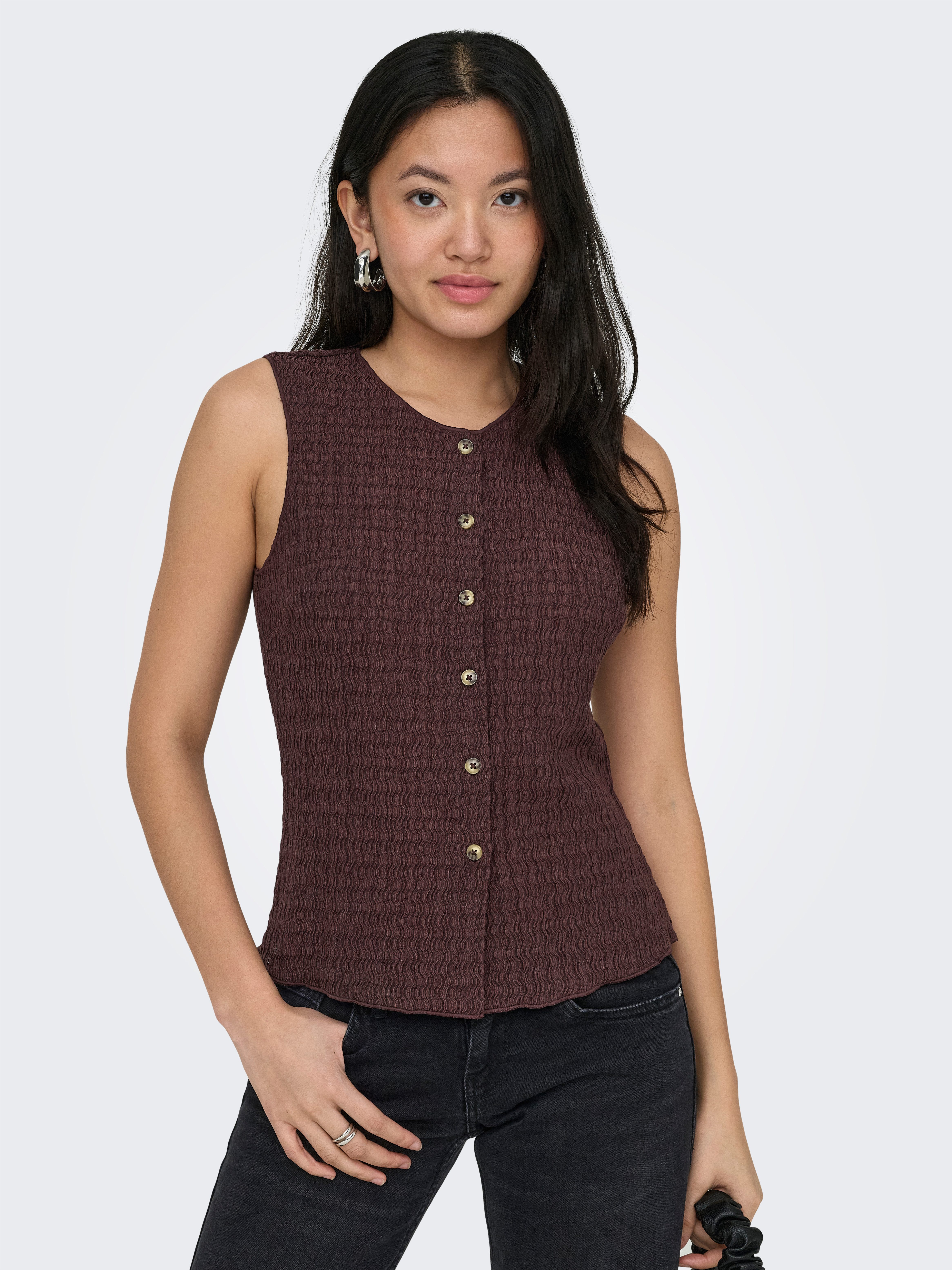 ONLY Jerseyweste ONLILSE S/L STRUCTURE VEST JRS NOOS Kunstfaser, Rundhalsau günstig online kaufen
