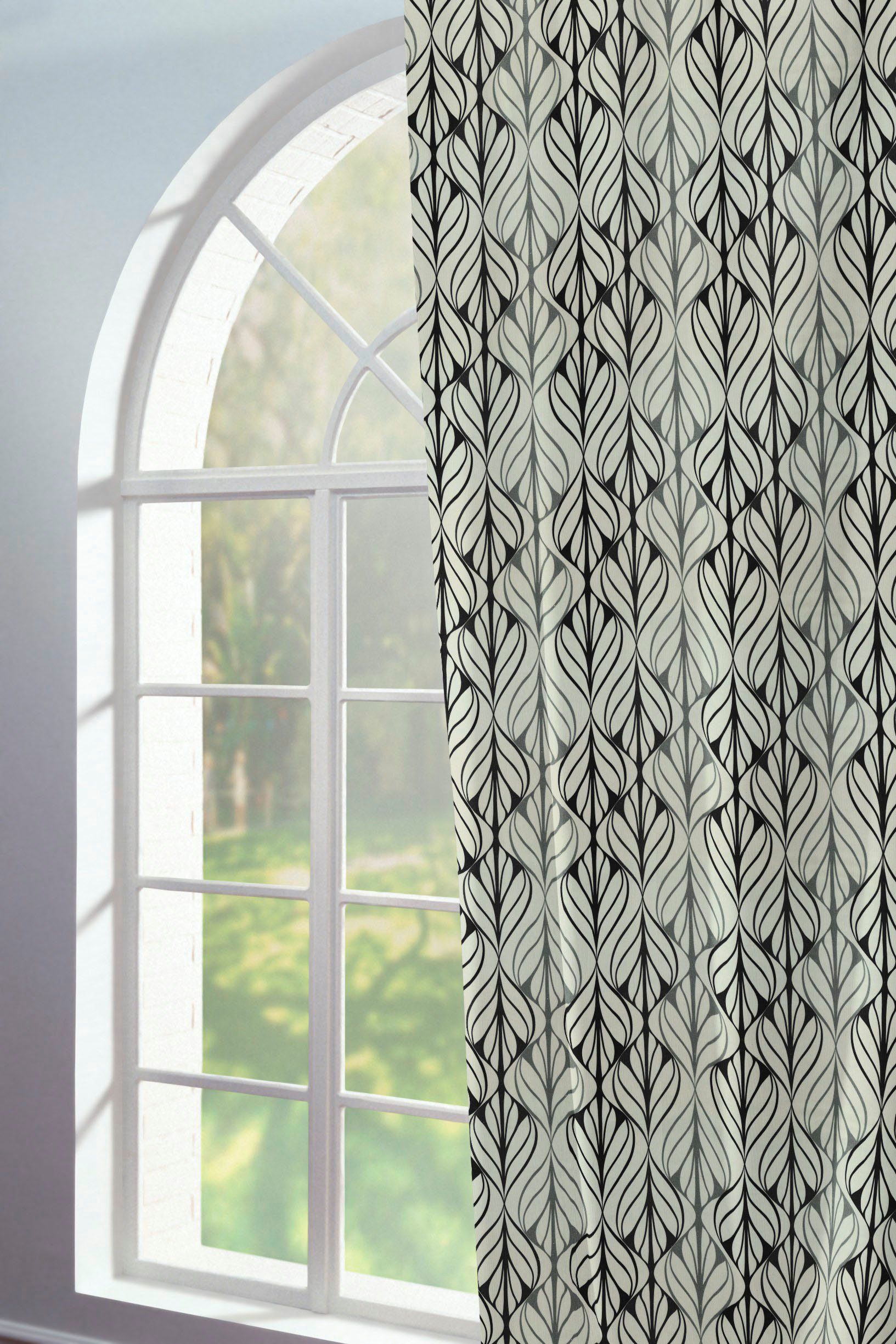Vorhang Wave, Adam, Kräuselband (1 nachhaltig Jacquard, Bio-Baumwolle aus blickdicht, naturweiß/grau/schwarz St)