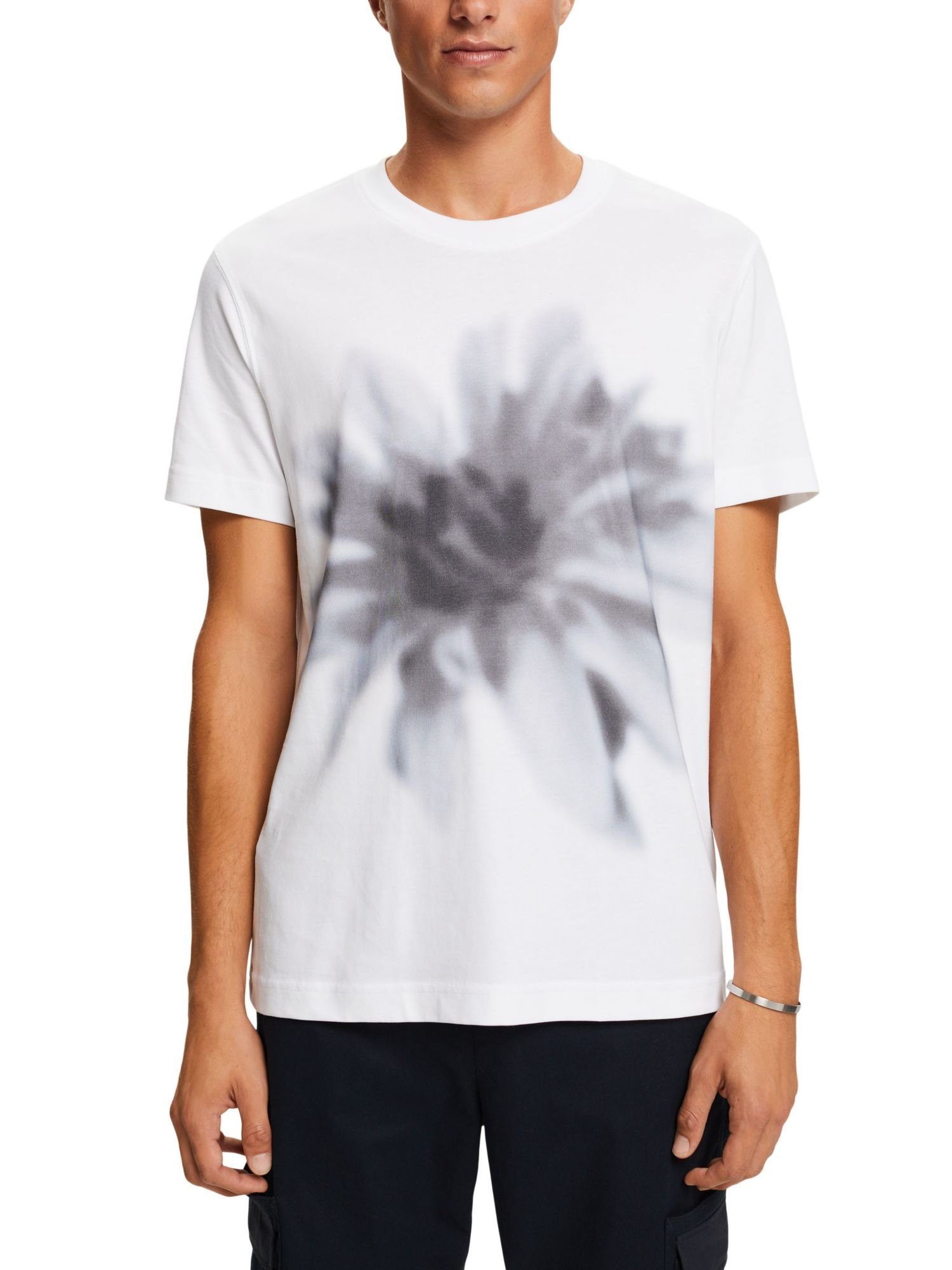 Esprit T-Shirt (1-tlg) WHITE T-Shirt Pima-Baumwolle aus