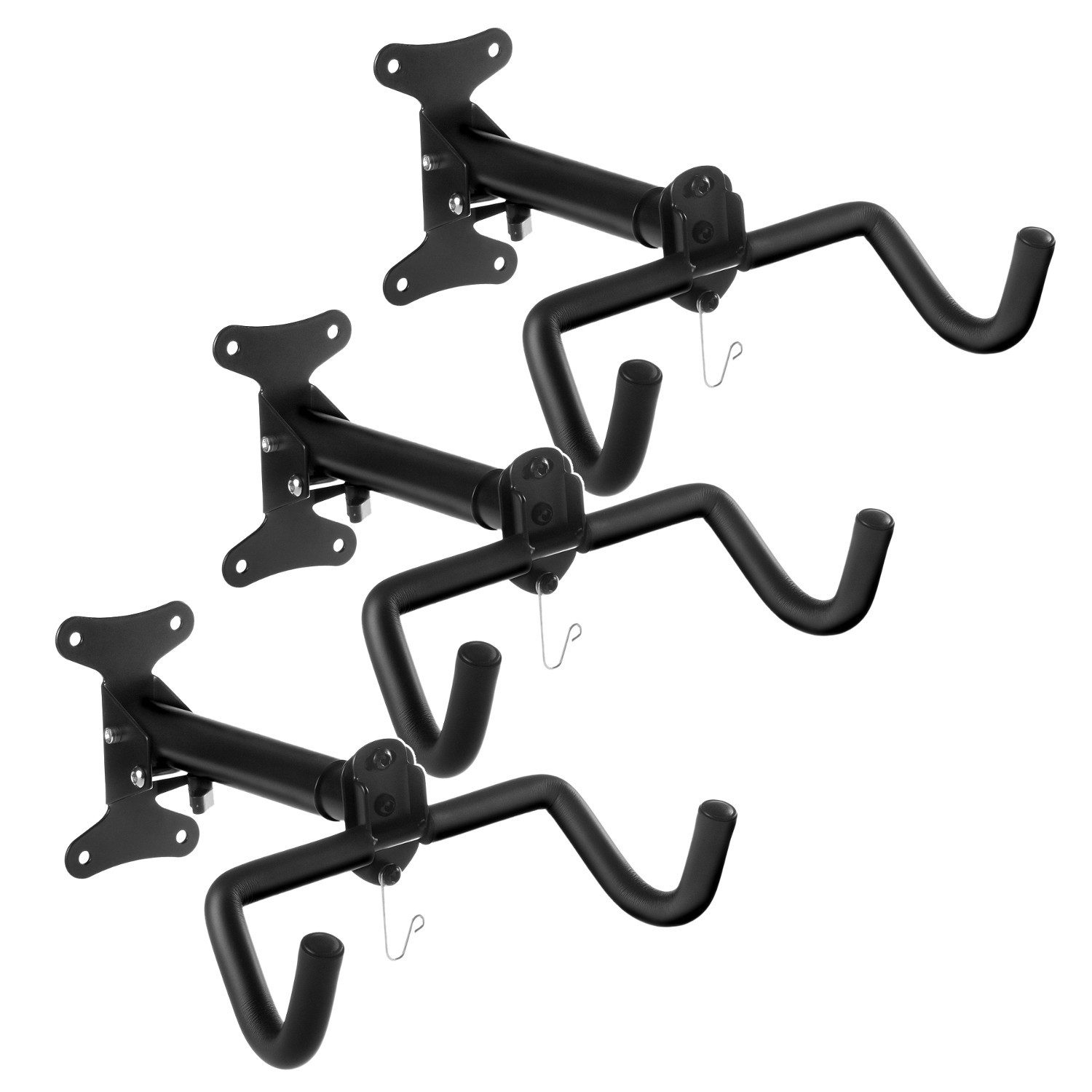 Maclean Fahrradhalter MC-484 verstellbarer Wandfahrradträgerhaken aus Stahl, klappbar (3-tlg), bis 30 kg, platzsparend für Garage, Keller & Wohnung