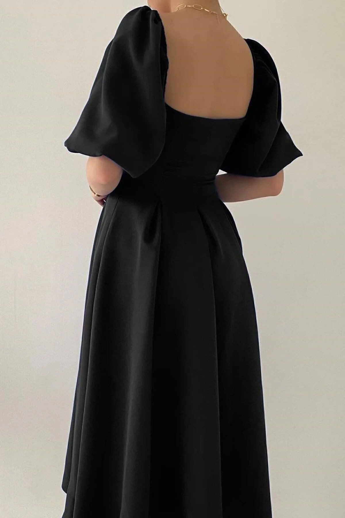 WOMAN VISION Midikleid Trägerloses, ausgestelltes Midikleid mit kurzen Ärmeln – Bild 4 von 5