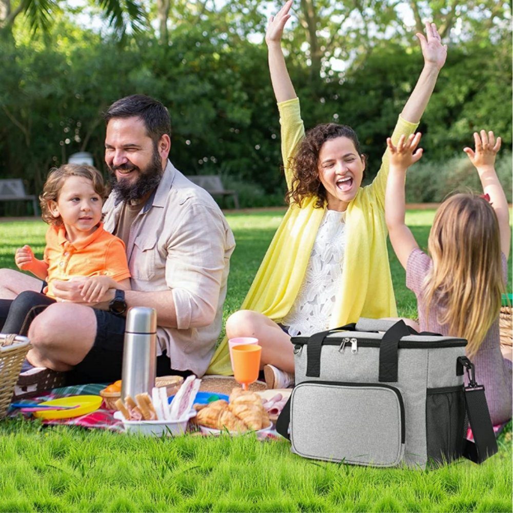 Deckel Kühlkorb Reisen iscooter für mit Einkaufen Klappkorb, mit Picknick Einkaufskorb Picknickkorb Faltbar Picknickkorb 15L Kühltasche Kühlfunktion