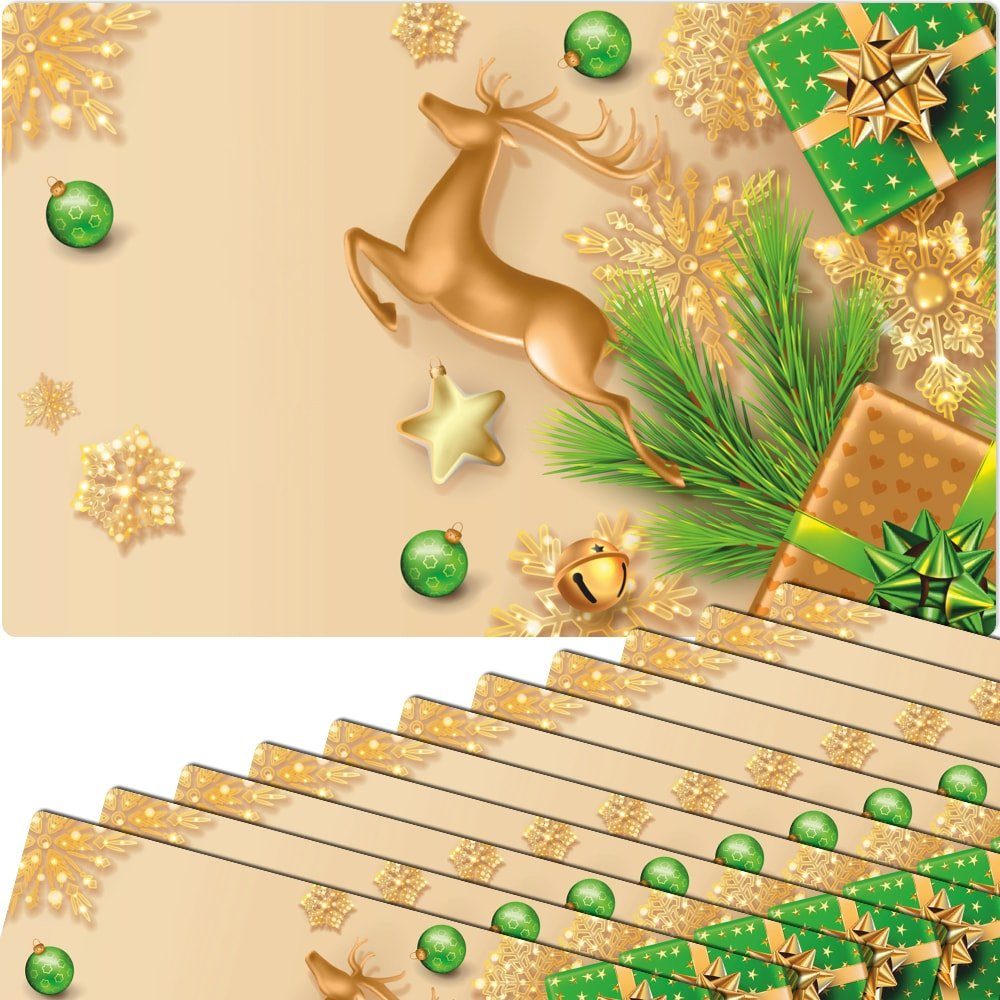 Platzset Tischset Weihnachten Hirsch gold Tischunterlage Tischdeko