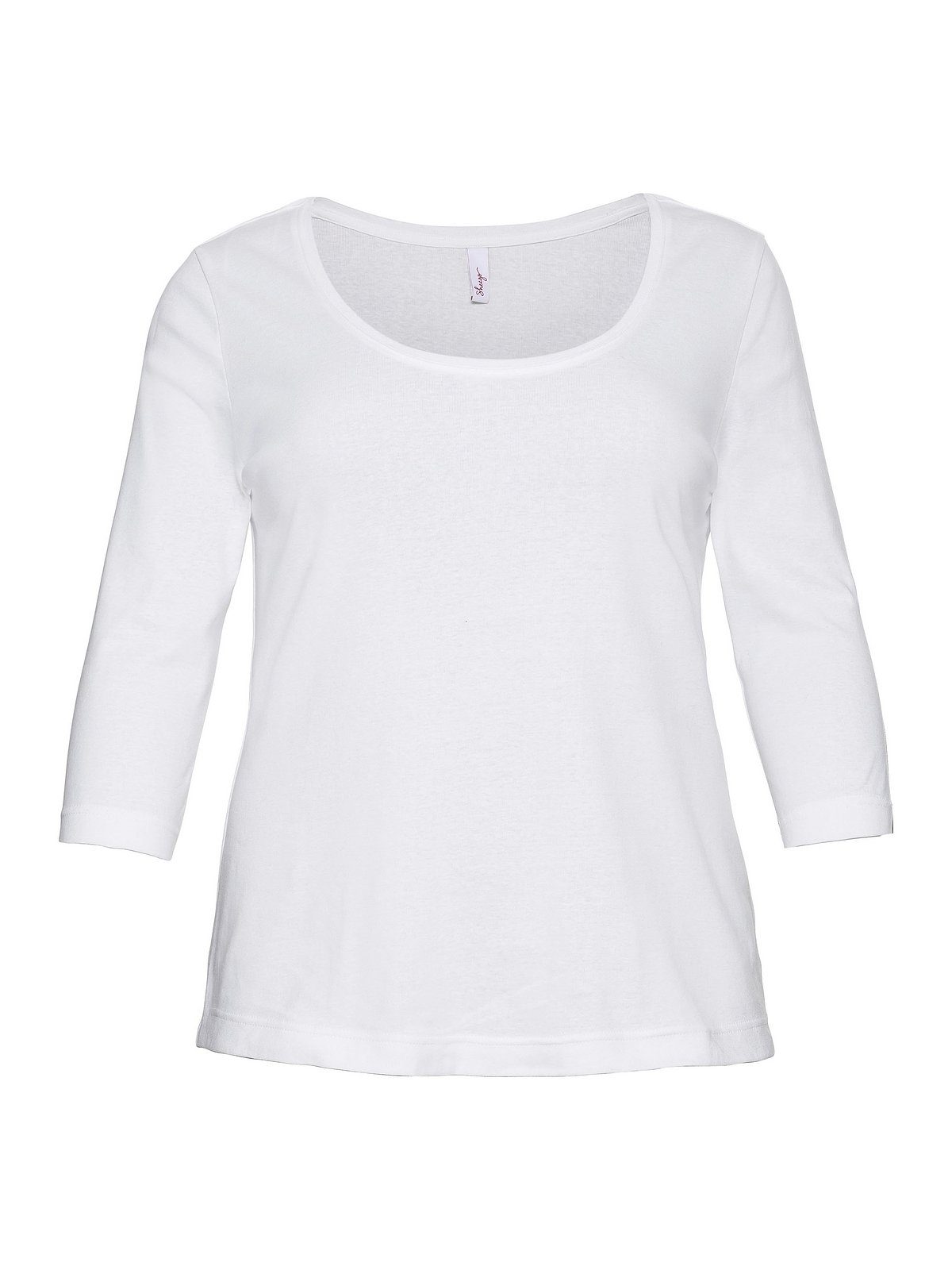 Baumwolle weiß 3/4-Arm-Shirt reiner Große Sheego Größen aus