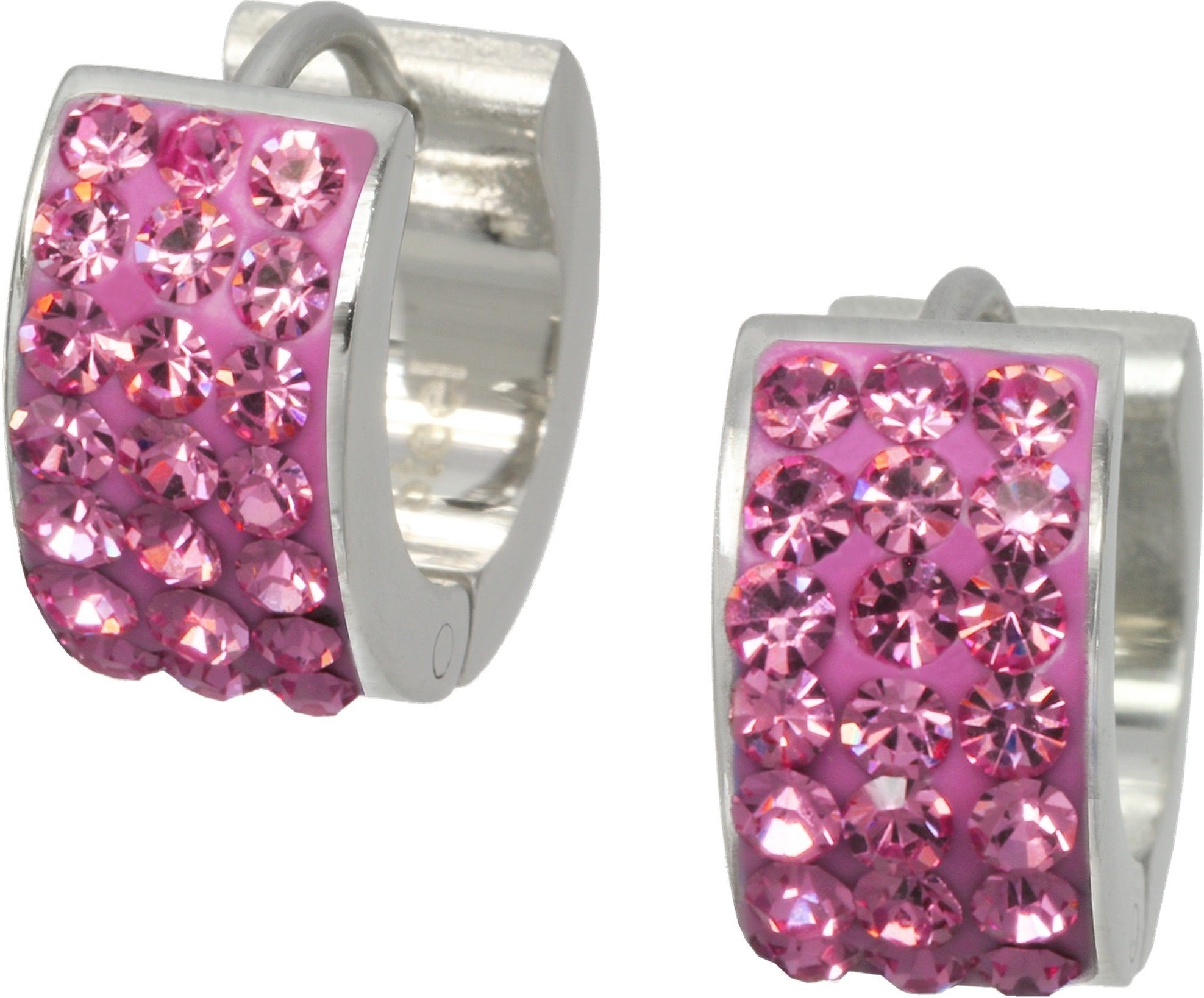 Amello Paar Creolen Amello Ohrringe Edelstahl Creolen Damen (Creolen), Damen Creolen aus Edelstahl (Stainless Steel), silberfarben, rosa