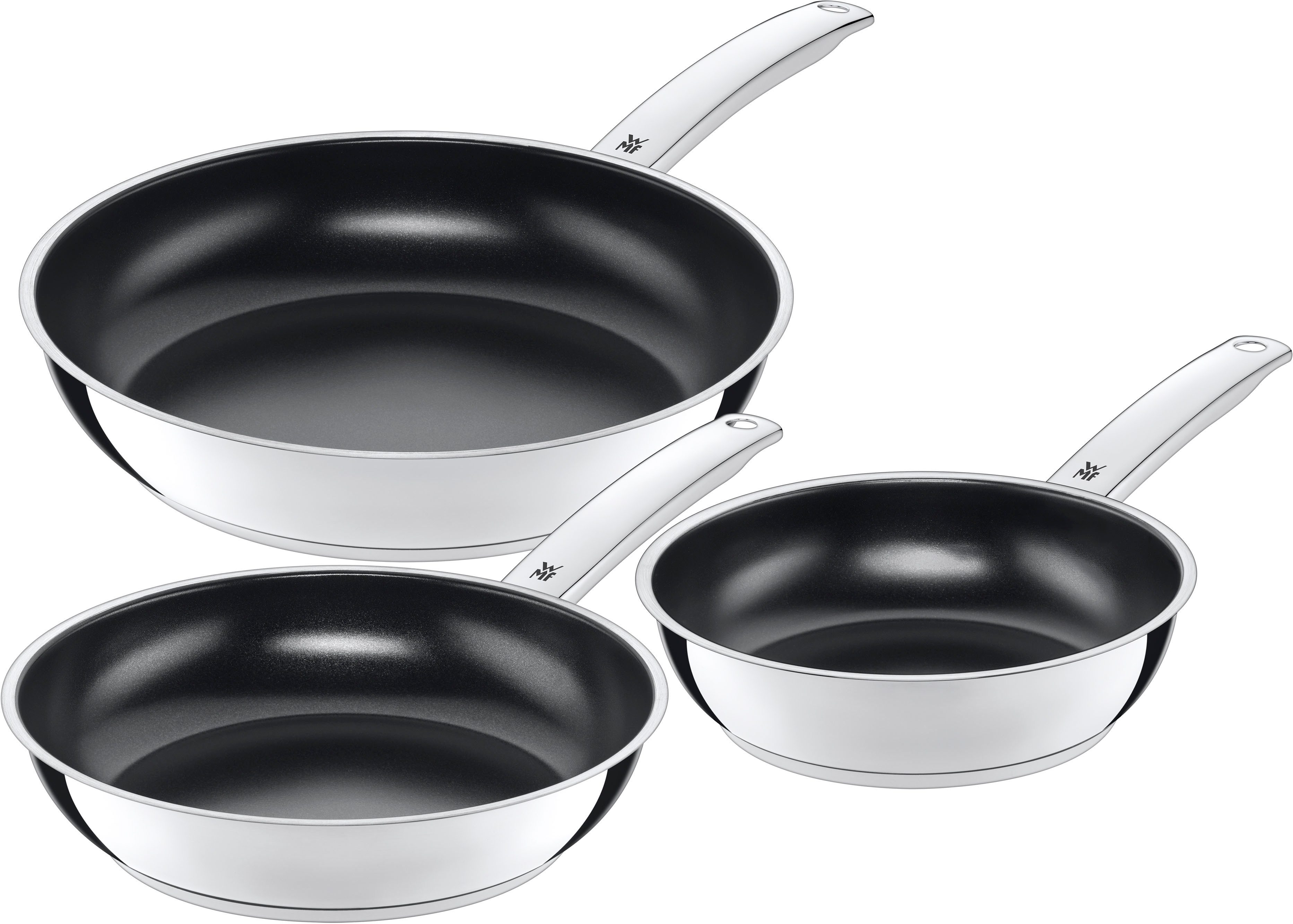 WMF Pfannen-Set Durado, Pfannenset Induktion, robuste keramische Antihaftversiegelung, Cromargan® Edelstahl Rostfrei 18/10 (Set, 3-tlg., 3x Bratpfannen Ø 20/24/28 cm), kein Anbrennen dank optimaler Wärmeverteilung, für alle Herdarten