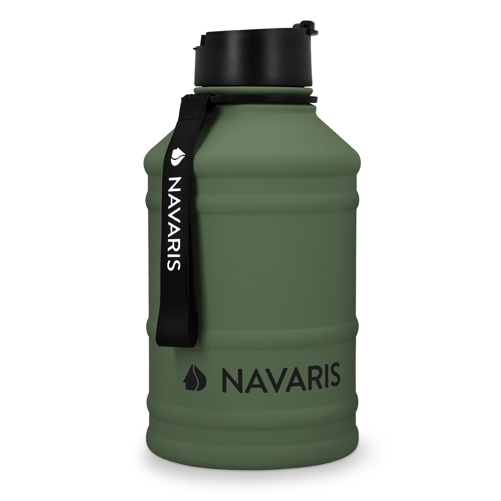 Navaris Trinkflasche 2,2l XXL Gym Bottle - Sport Flasche Wasserflasche Water Jug Dunkelgrün