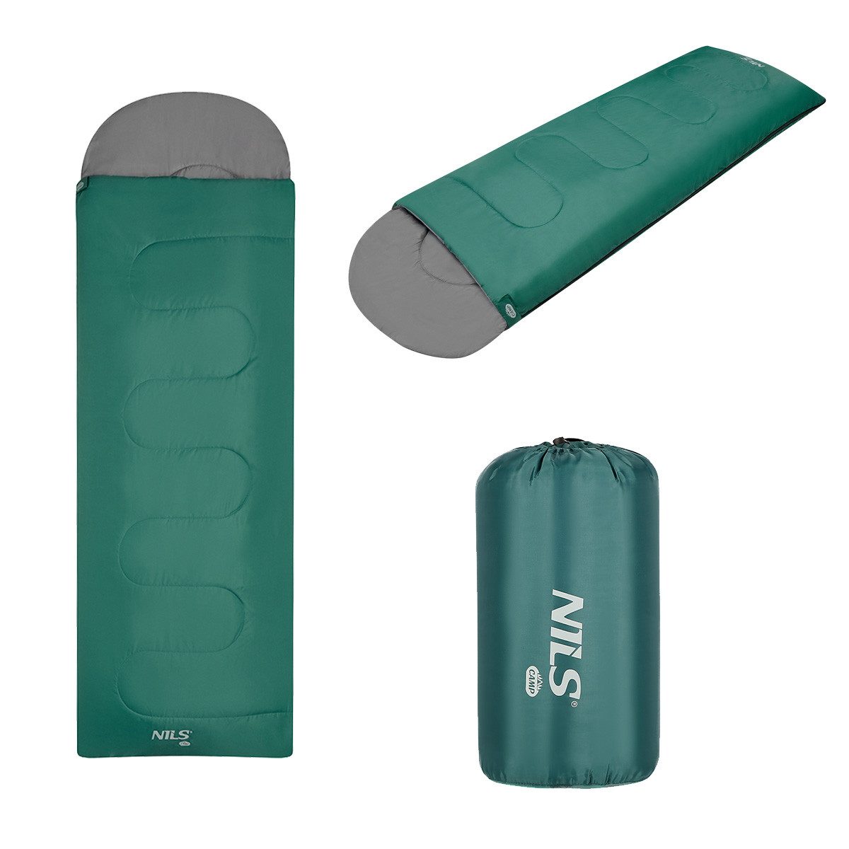 NILS CAMP Mumienschlafsack Schlafsack Größe M Deckenschlafsack Grün Camping Outdoor 180+30x70cm