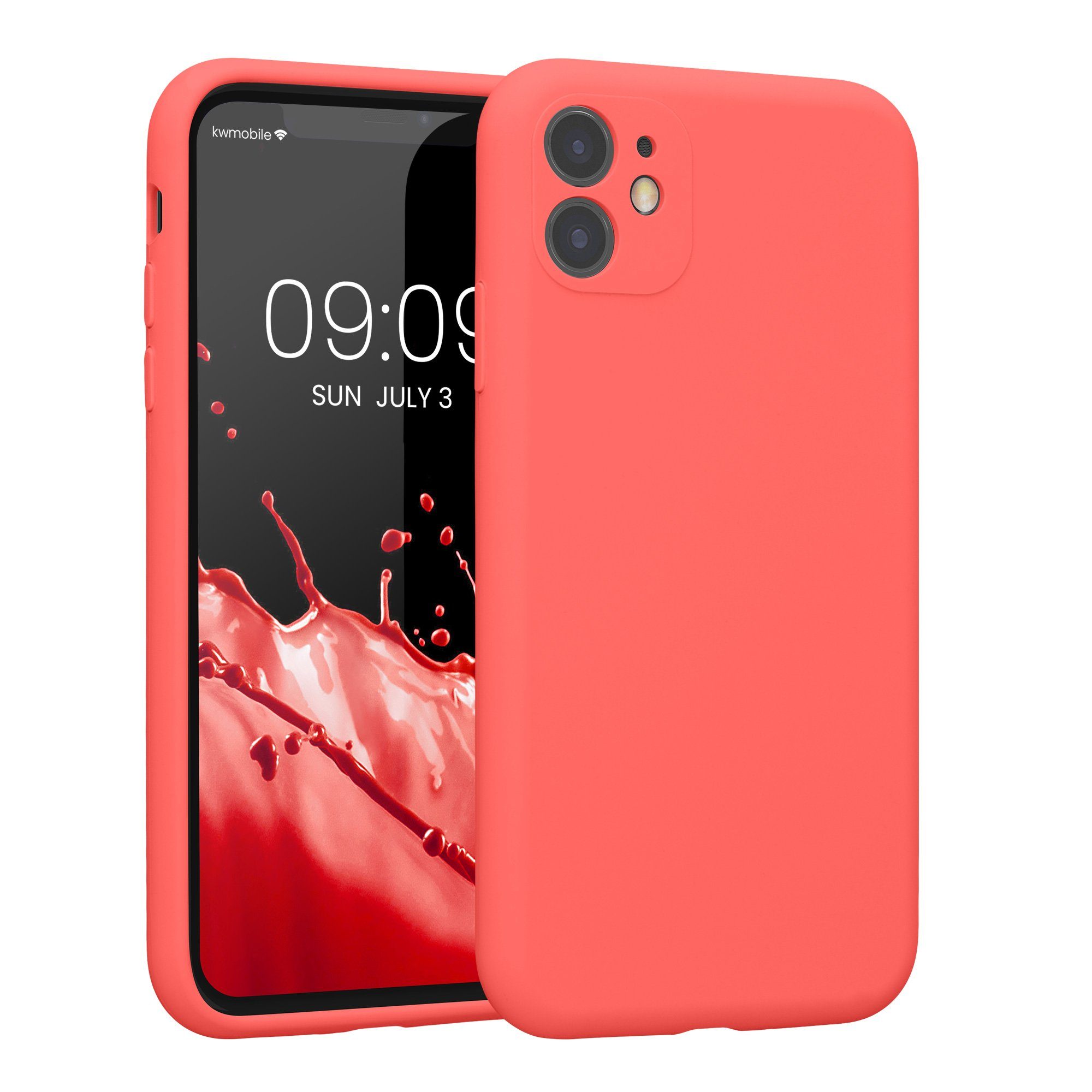kwmobile Handyhülle Handyhülle für Apple iPhone 11 Hülle, Hülle Silikon gummiert - Handyhülle - Handy Case in Leuchtende Koralle