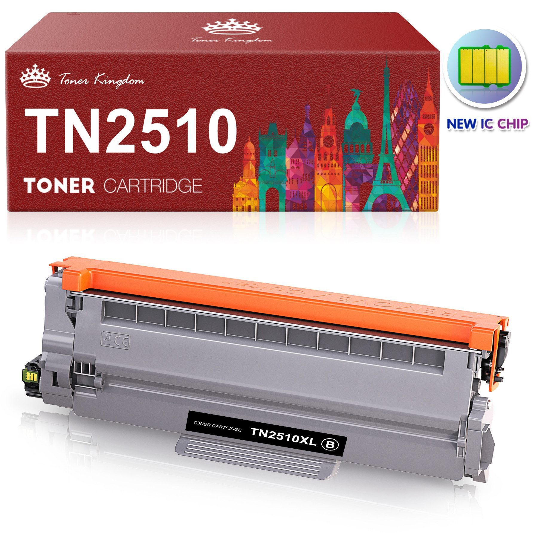 Toner Kingdom Tonerpatrone ca. 3000 Seiten pro Schwarz Ersatz für Brother TN2510XL Mit Chip, (TN2510 für Brother TN-2510XL HL-L2445 HL-L2400 DCP-L2620)