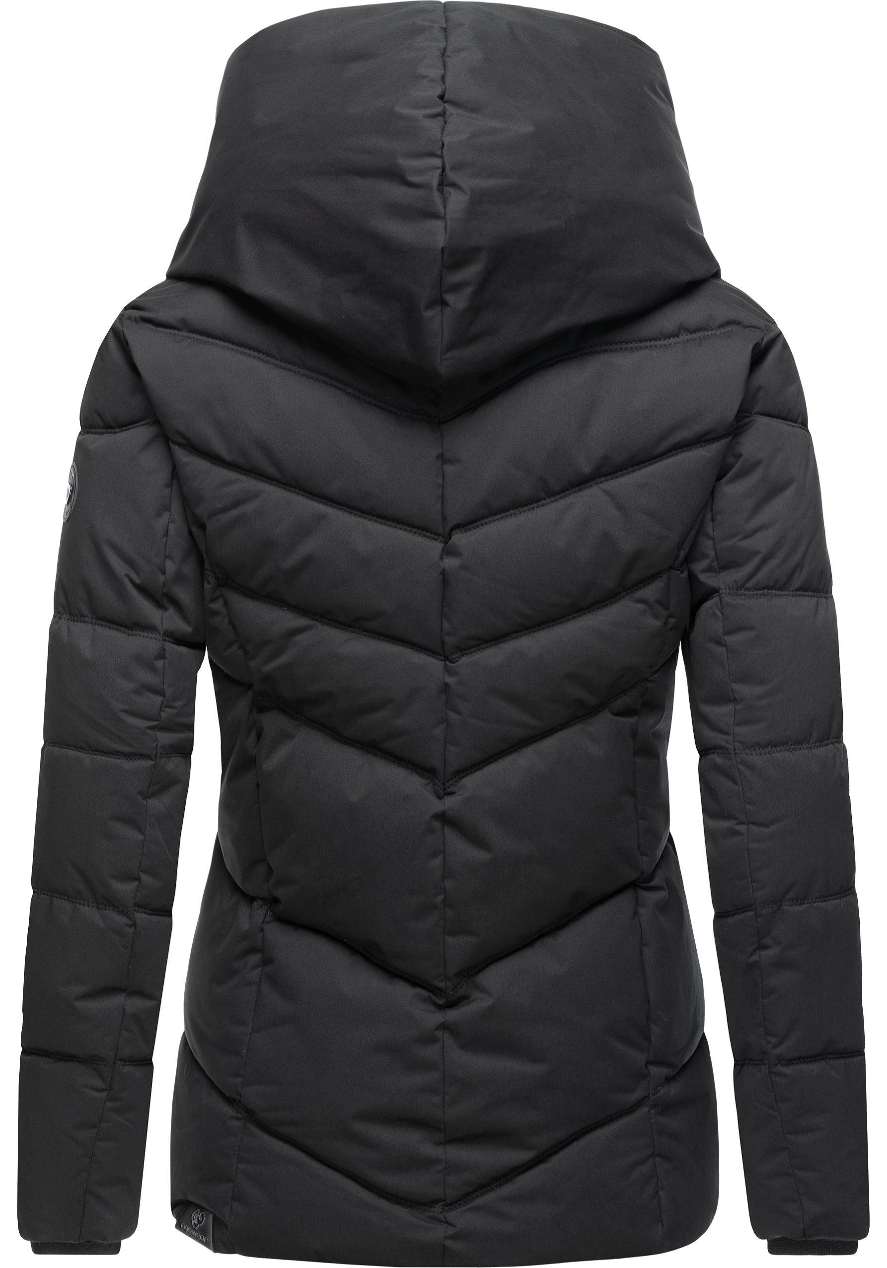 Ragwear Anorak Kapuze Natesa Intl. und mit V-Steppung dark stylische Winterjacke