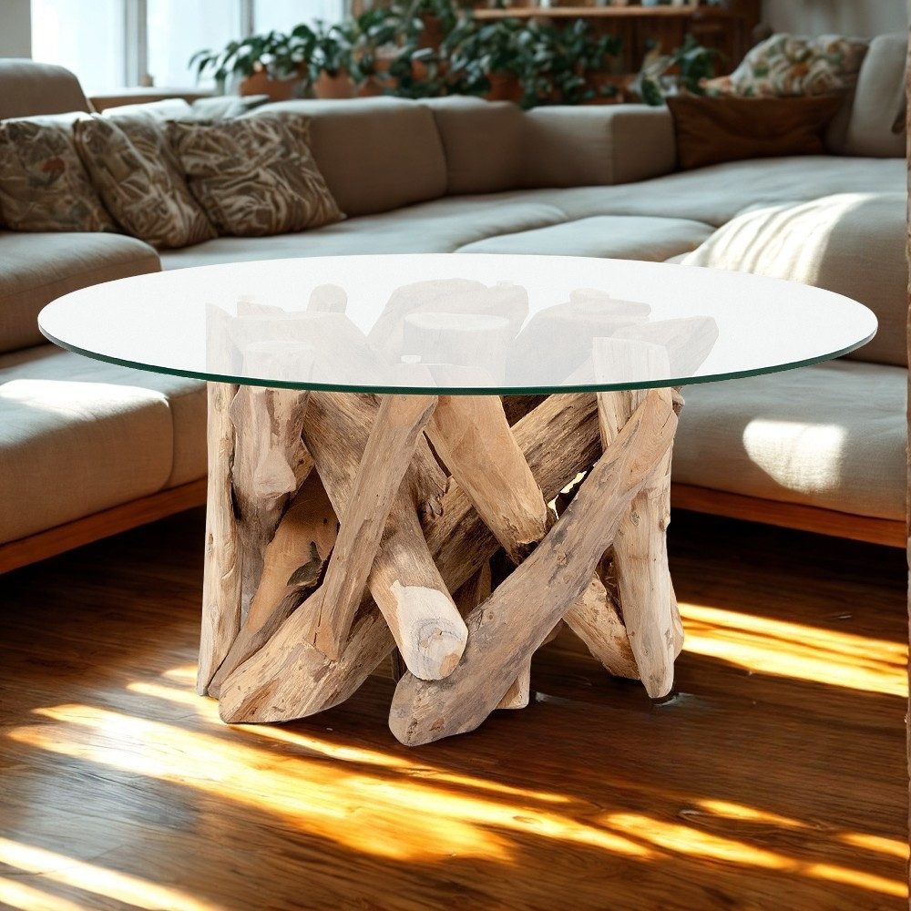 LebensWohnArt Couchtisch Teak Couchtisch TORA-rund ca. D70cm günstig online kaufen