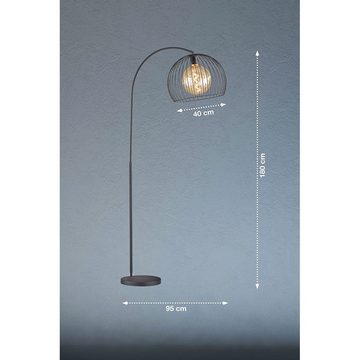 etc-shop Stehlampe, Leuchtmittel nicht inklusive, Stehlampe Wohnzimmerleuchte gitterförmig Metall schwarz E27 H 180 cm