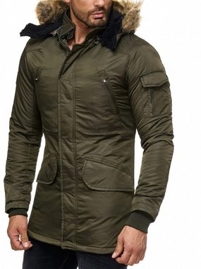 Reslad Winterjacke Herren Jacke mit Fellkapuze Winter-Jacke Anorak Parka Kapuzenjacke warme gesteppte Jacke mit Kapuze