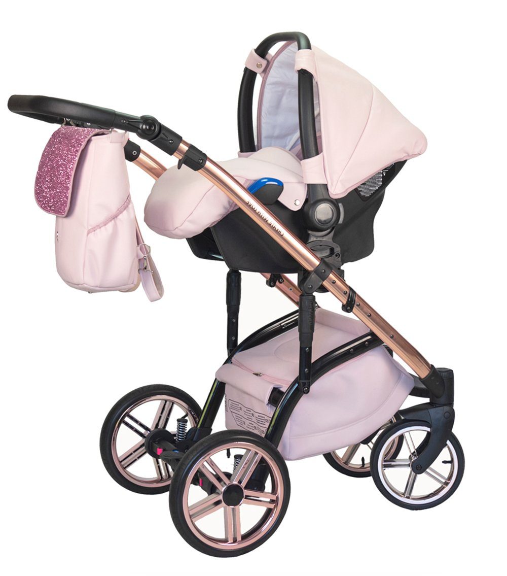 Kinderwagen-Set Lux babies-on-wheels - 1 12 3 Vip 16 in in Kombi-Kinderwagen - Farben Rosa-Dekor Teile