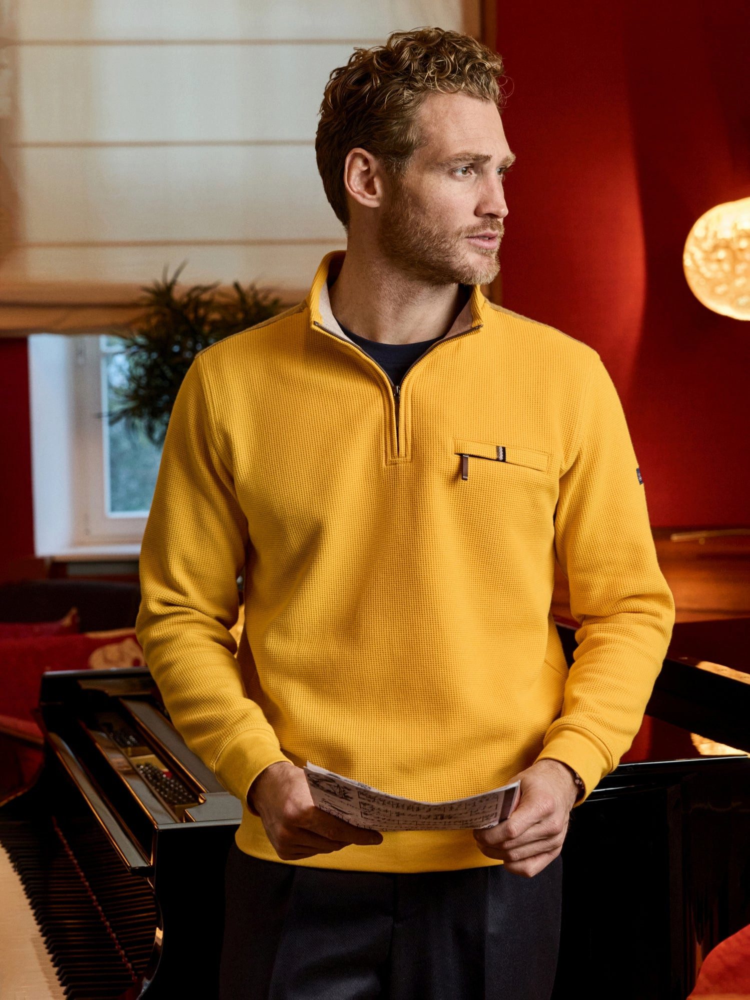 Hajo Sweatshirt Troyersweatshirt in Mini-Waffelstruktur allover - stay fresh