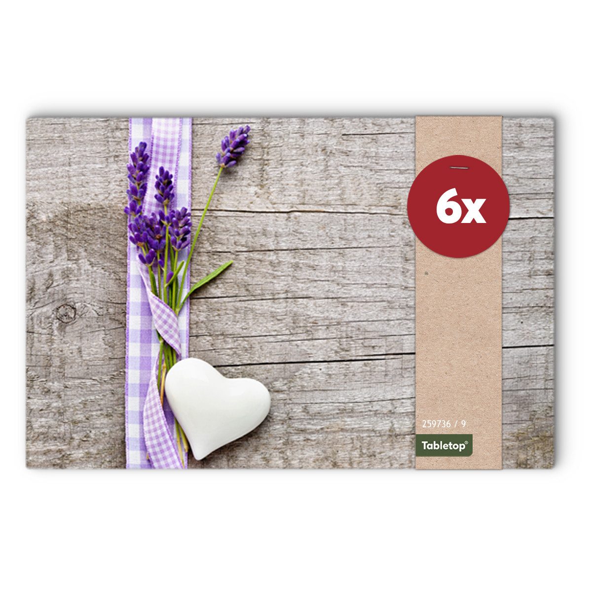 matches21 HOME & HOBBY Platzset Abwaschbare Tischsets 6er Set Landhaus-Stil Lavendel Holz-Optik, (6-St), Platzsets als Tisch-Untersetzer und Tisch-Deko für Esstisch Teller