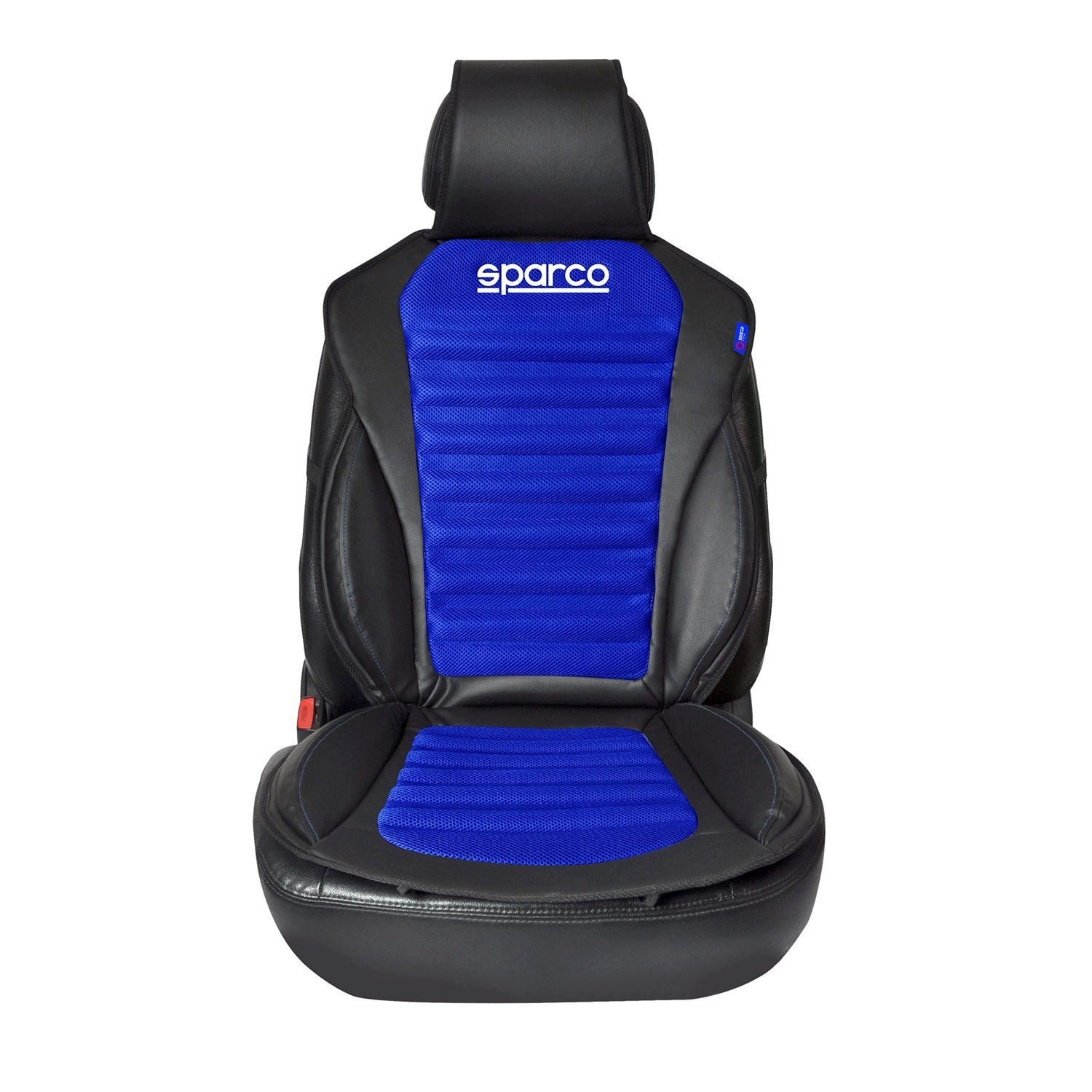 OMAC Autositzbezug SPARCO Sitzkissen Sitzauflage Universal Auto Sitzschutz Schwarz Blau, Atmungsaktiv, sportliches Aussehen, ergonomisch