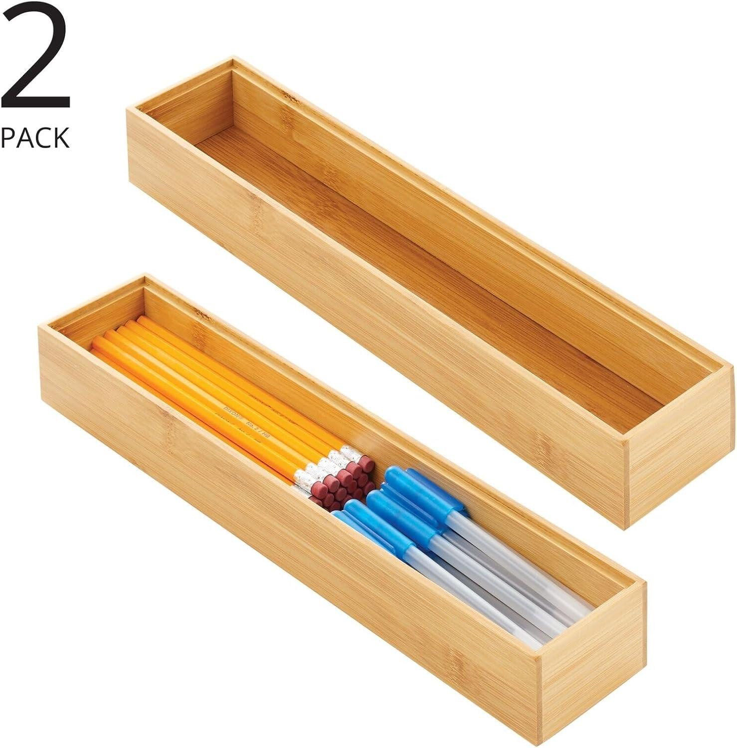 mDesign Aufbewahrungssystem mDesign Schubladeneinsatz Aufbewahrung Organizer schmal 2er-Set Bamb – Bild 4 von 5