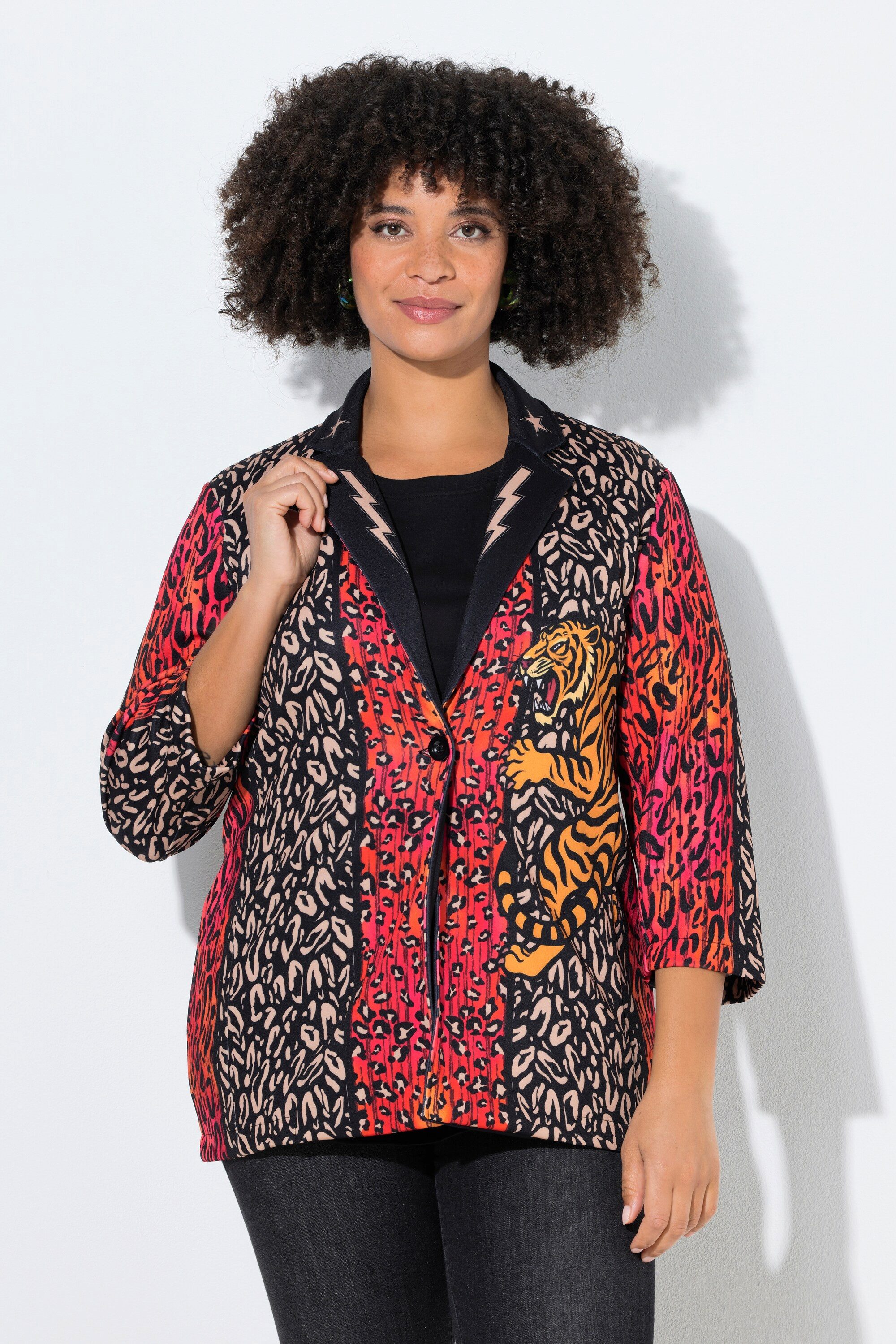 Angel of Style Blusenblazer Blazer Basic Passform Scuba Animal Tiger-Motiv