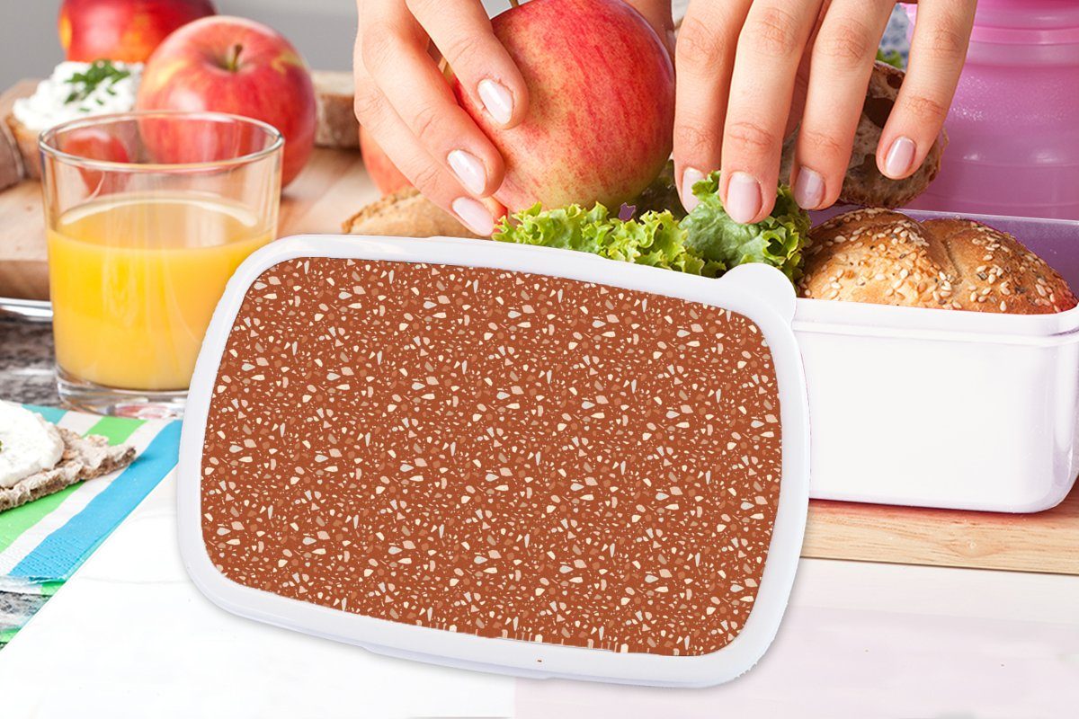 Erwachsene, und Lunchbox Muster für und Kunststoff, MuchoWow für Textur, - weiß - Terazzo Kinder Mädchen Brotbox Brotdose, Jungs (2-tlg),