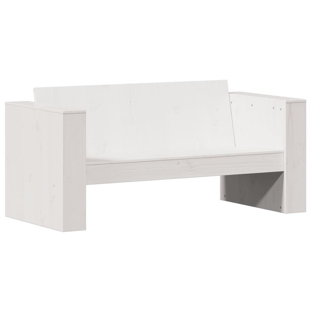 vidaXL Loungesofa Gartensofa 2-Sitzer Weiß 134x60x62 cm Massivholz Kiefer