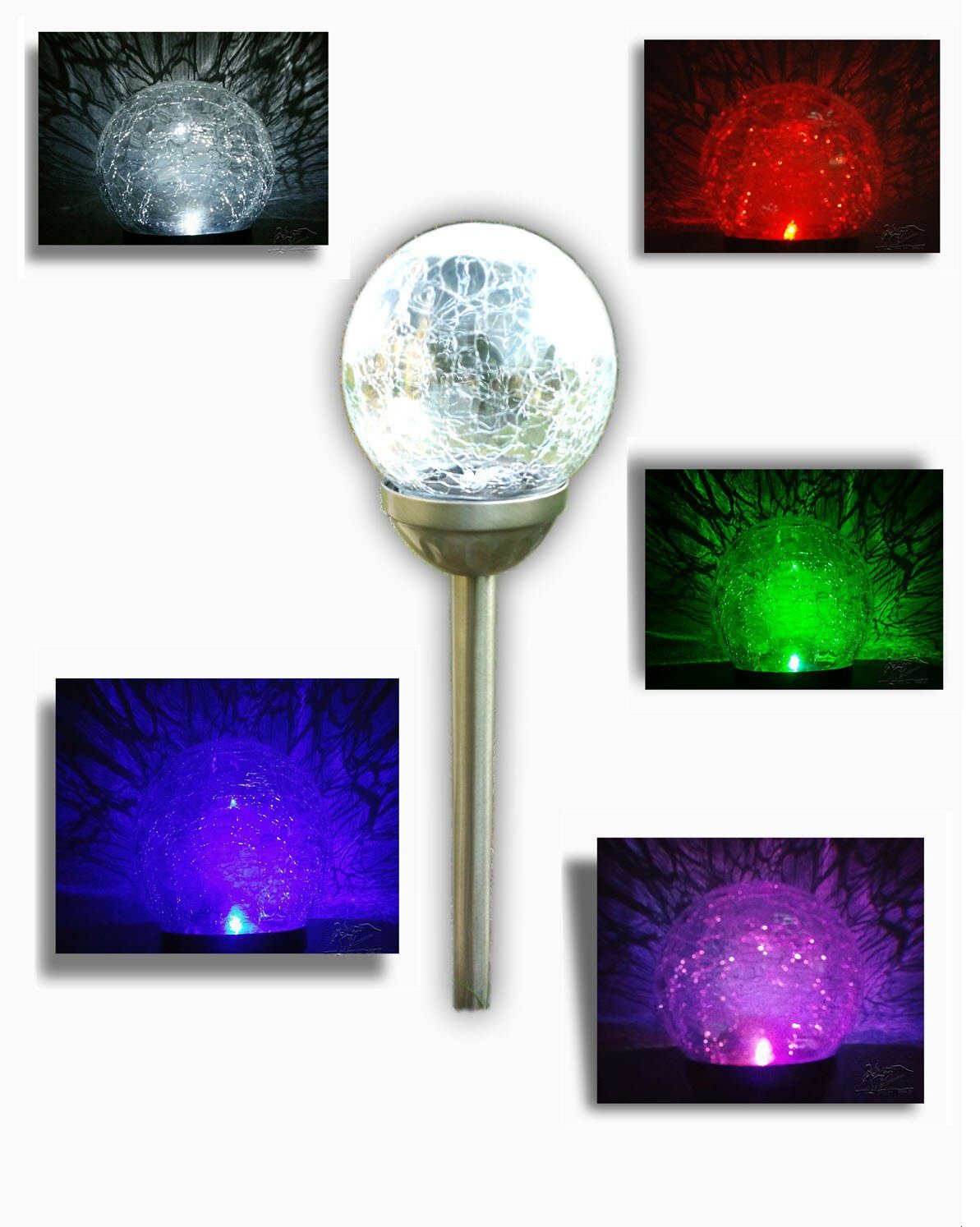 Schou LED Solarleuchte 2 Stück Solarlampe Cracuele mit Farbwechsel 55 cm, 12 cm, LED fest integriert, Tageslichtweiß