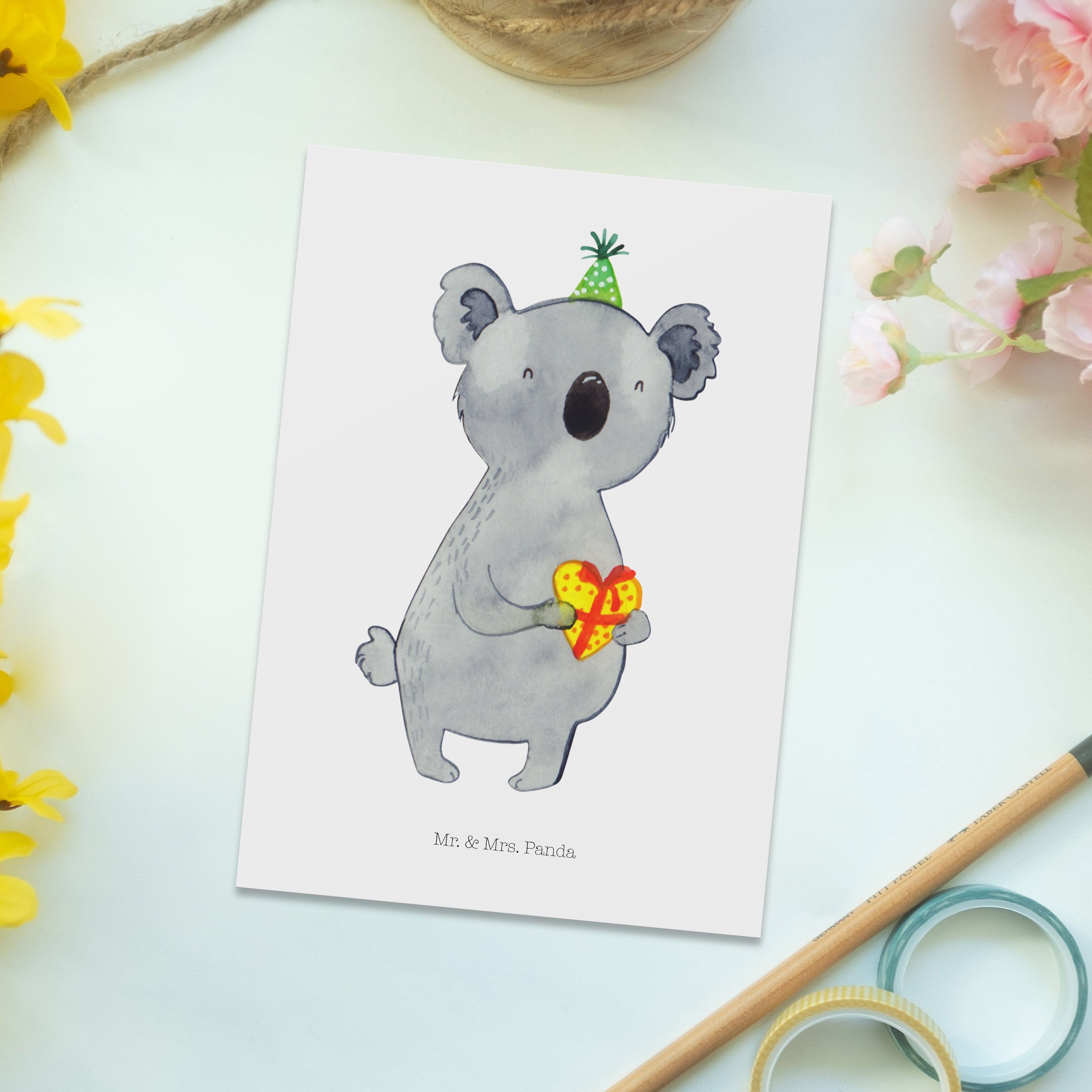 Mrs. - & Mr. - Koala Dankeskarte, Einladung Panda Party, Geschenkkarte, Weiß Postkarte Geschenk