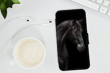 MuchoWow Handyhülle Pferd - Tiere - Schwarz - Porträt, Handyhülle Telefonhülle Apple iPhone 13 Mini