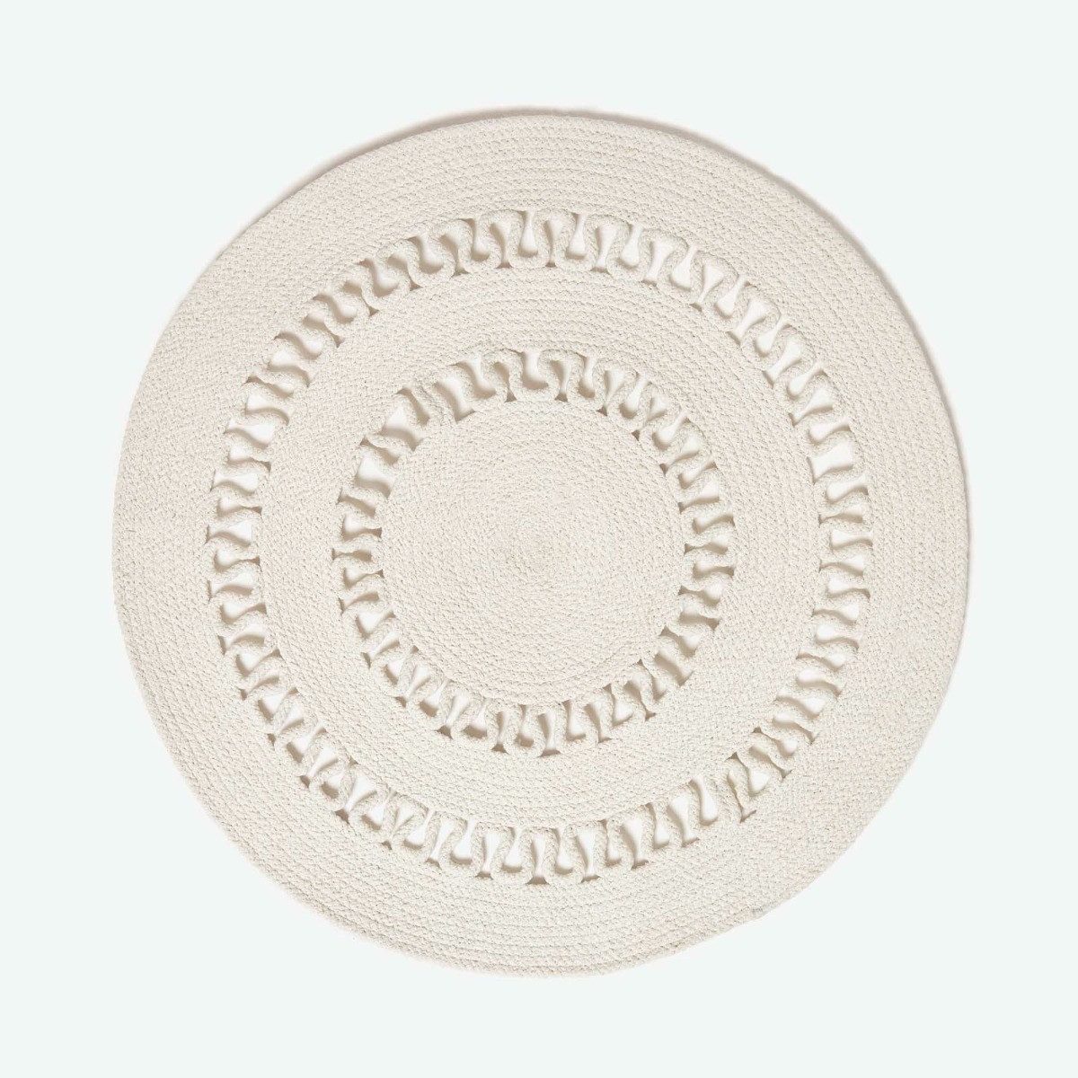 Homescapes Teppich Geflochtener runder Teppich, mit Häkel-Muster, 70 cm, Höhe: 20 mm