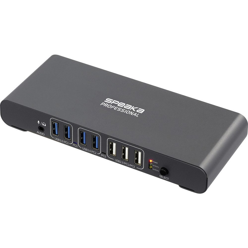SpeaKa Professional SpeaKa Professional SP-KVM-2P4K 2 Port KVM-Umschalter Grau (matt) HDMI USB-Adapter