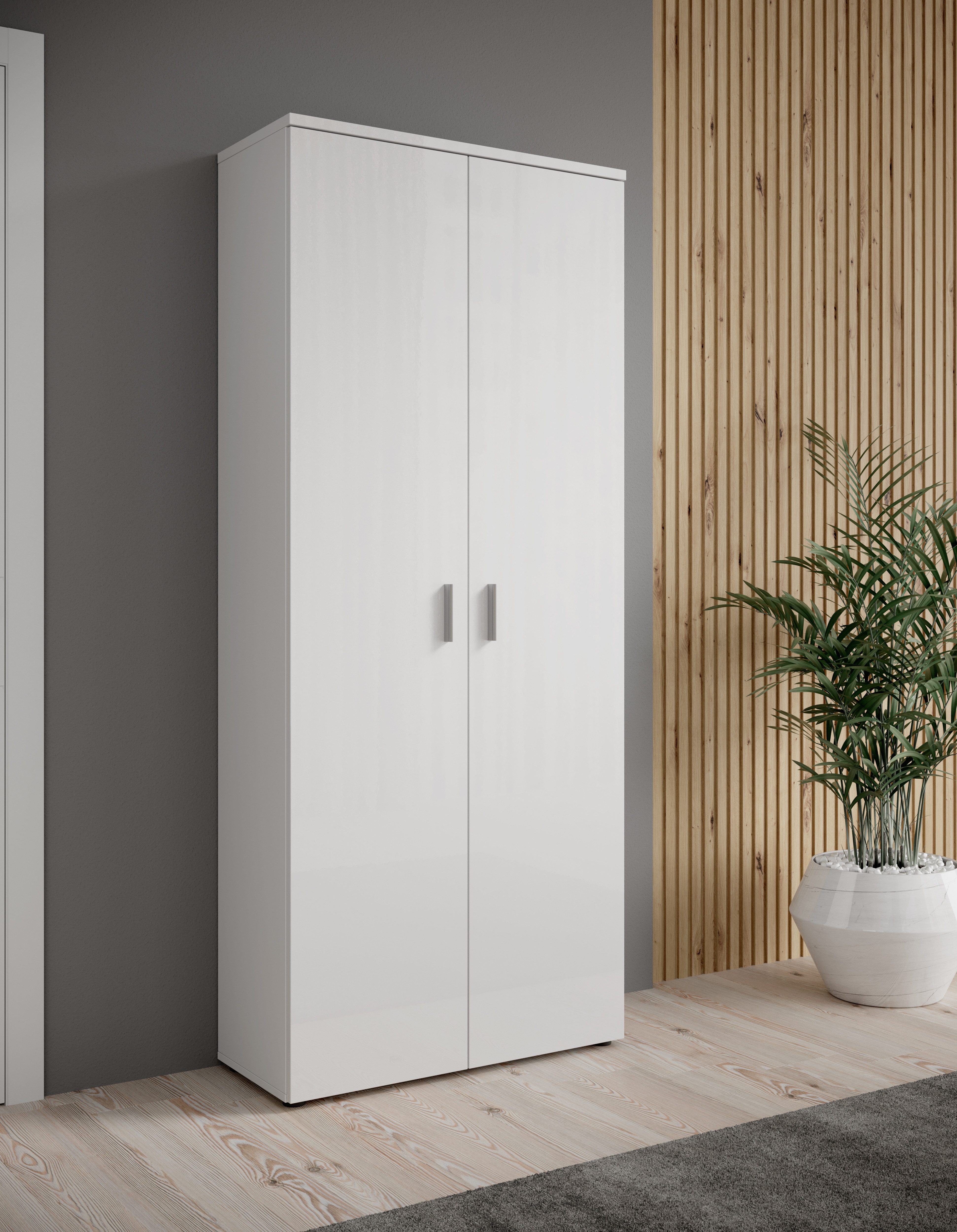 HBZ Schuhschrank "Lincoln weiß Glanz, BxHxT 80x190x35 cm" 1 Stk. tlg. Schuh günstig online kaufen